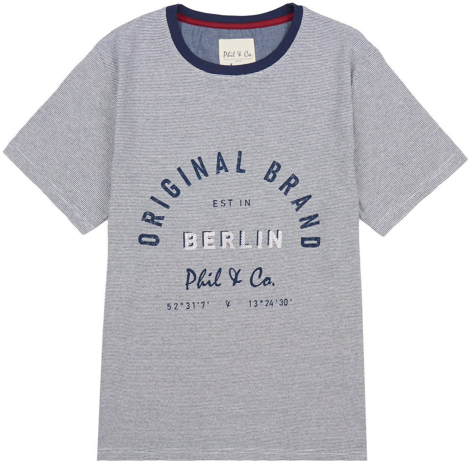 Phil & Co. Pyjamaoberteil Herren Schlafanzugshirt kurzer Arm (1-tlg) Baumwolle