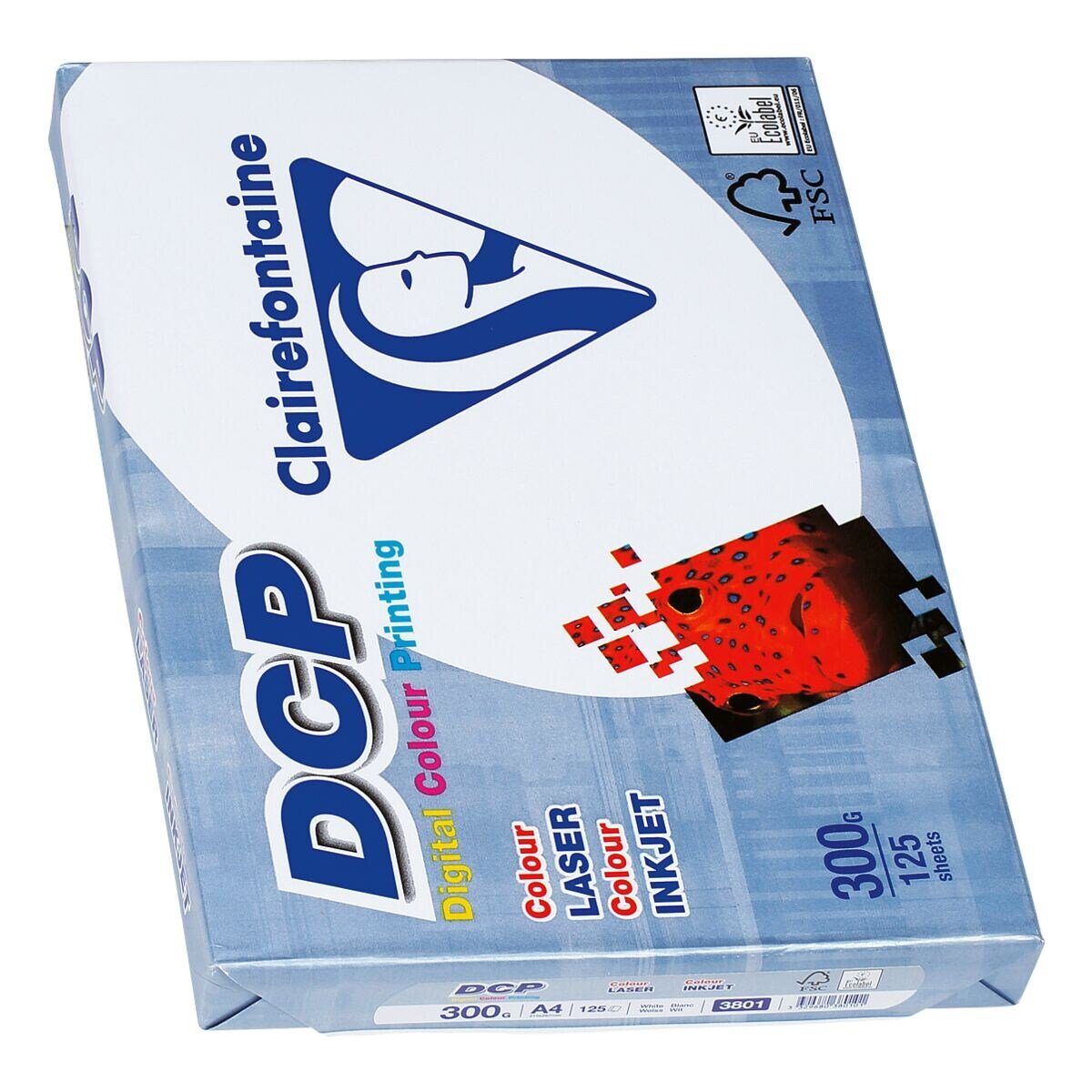 CLAIREFONTAINE Farblaser-Druckerpapier DCP, Format DIN A4, 300 g/m², 172 CIE, 125 Blatt