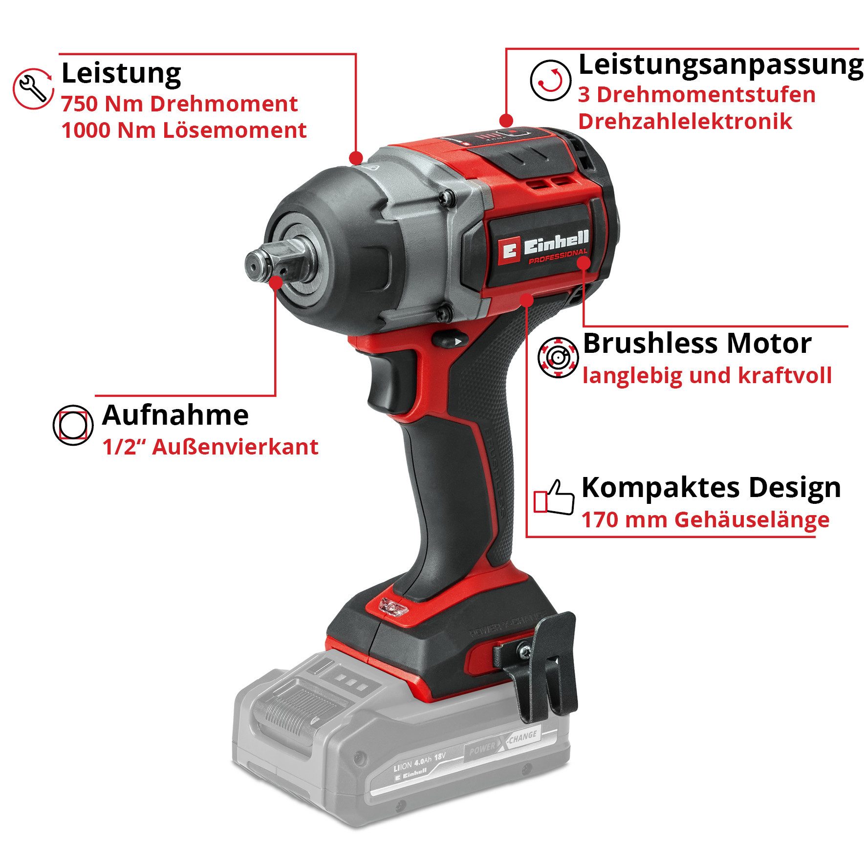 Einhell Akku-Schlagschrauber TP-CW 18/750-C Li BL - Solo, ohne Akku und Lad günstig online kaufen
