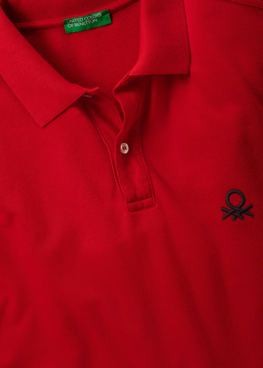 of United Benetton Baumwolle rot Colors Langarm-Poloshirt aus