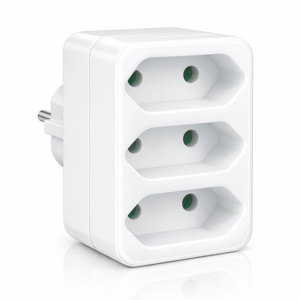 VABIONO Steckdose Mehrfachstecker Multistecker 3-fach Euro-Adapter mit Kindersicherung, 3-St., Deutsche Marke, kostenloser Versand