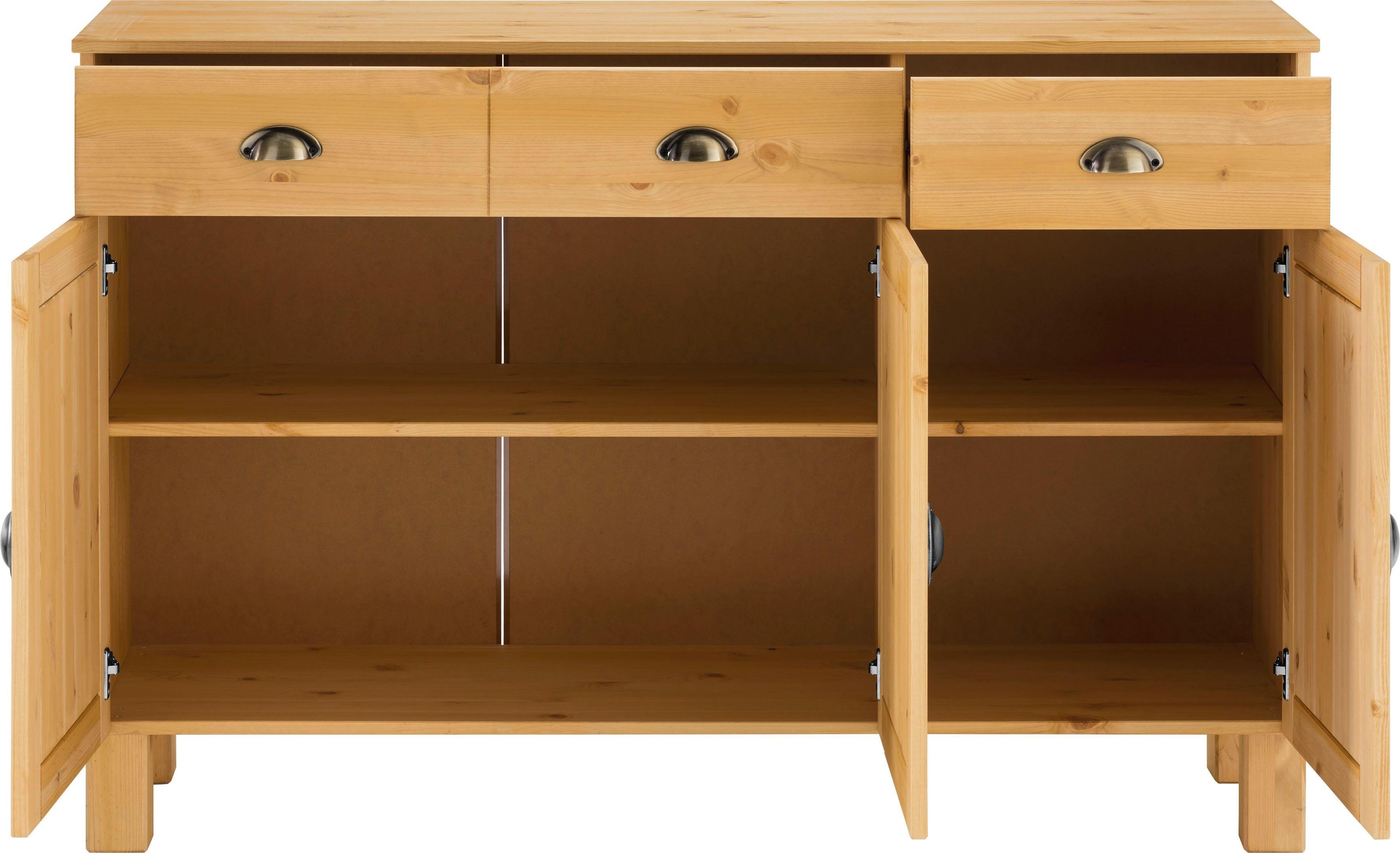 Home affaire Unterschrank Oslo 125 cm breit, 38 cm tief, als Sideboard, 3 Türen, 2 Schubladen