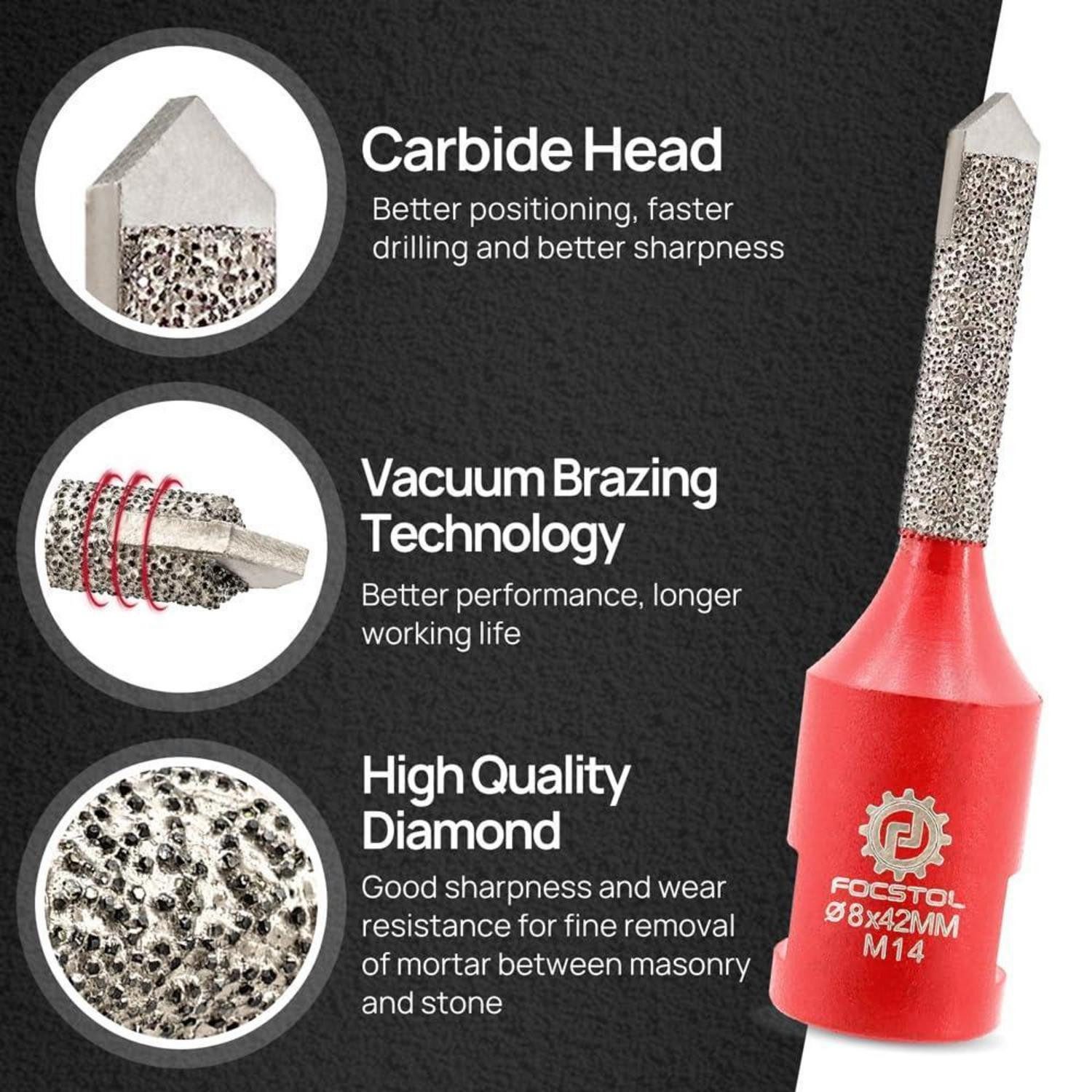 LuxusKollektion Fräsbohrer Mörtelfräser Diamant Hartmetall Fugenhobel Ziegel 3 8mm x 42mm