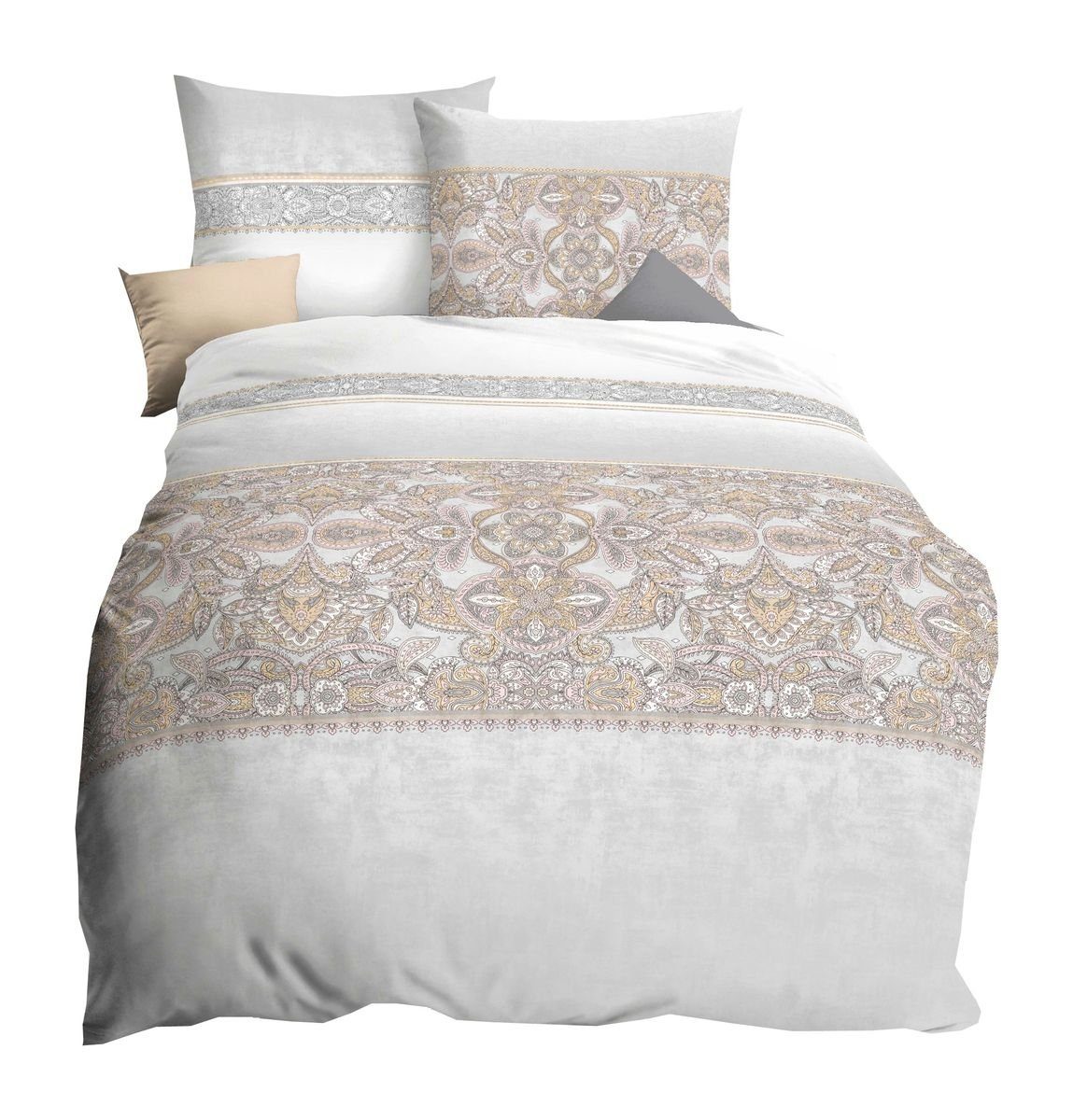 Kaeppel Bettwäsche 135x200cm Kayla Silber Rosa Sand Grau, Renforcé, 2 teili günstig online kaufen