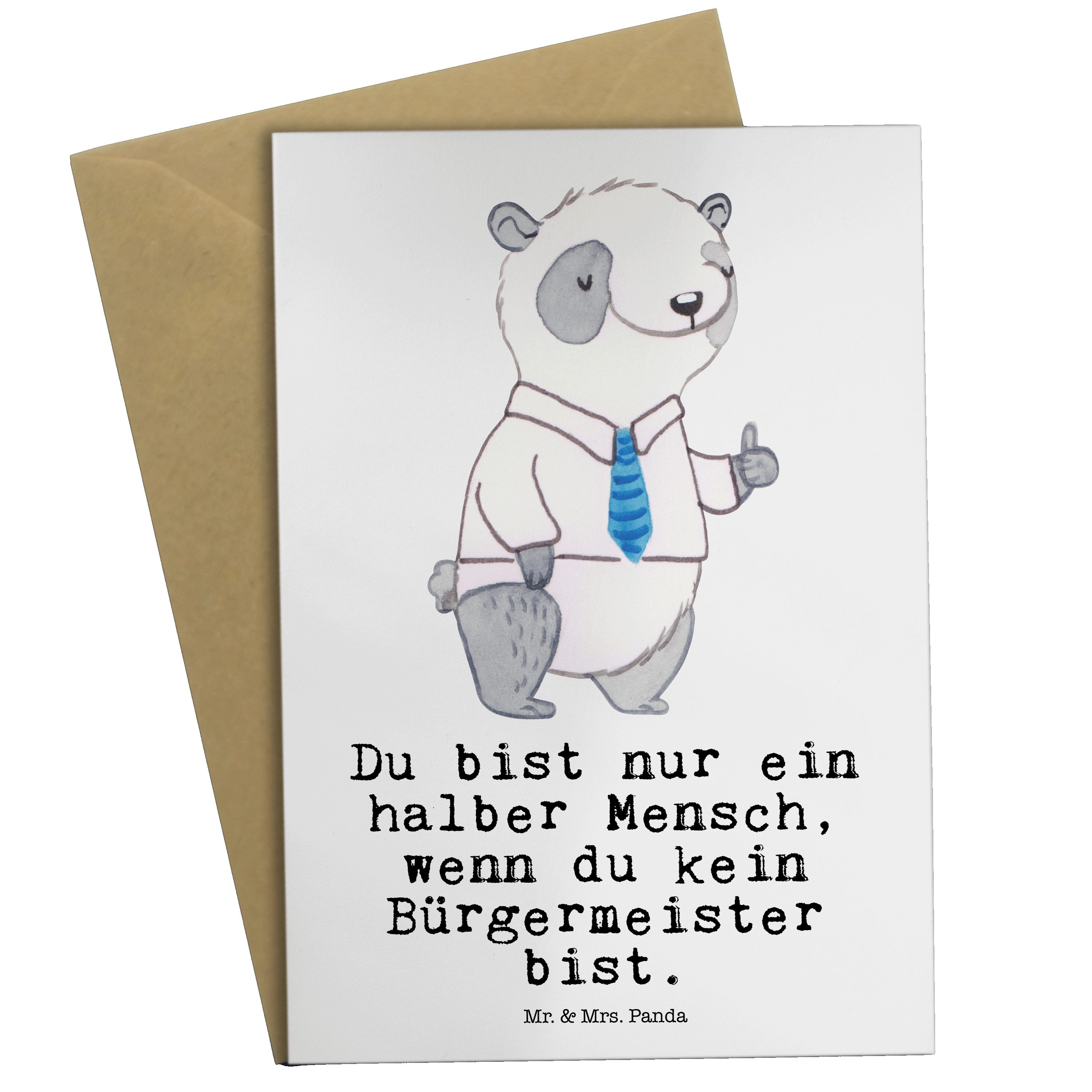 Mr. & Mrs. Panda Grußkarte »Bürgermeister mit Herz Weiß Geschenk