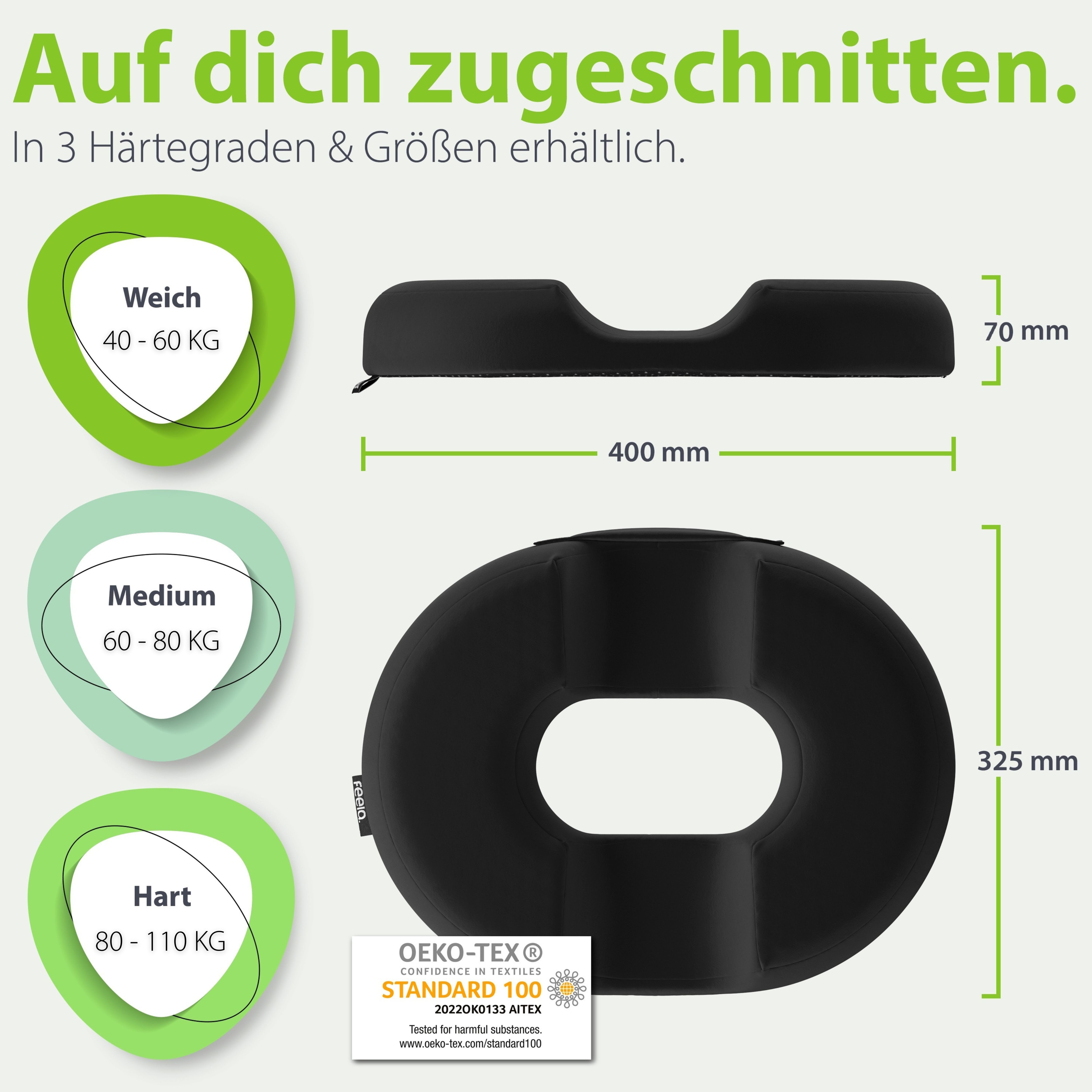 feela Sitzkissen Orthopädischer Sitzring – entlastet Steißbein & Becken beim Sitzen, Ideal nach OP, Schwangerschaft & bei Hämorrhoiden – mehr Komfort – Bild 4 von 5