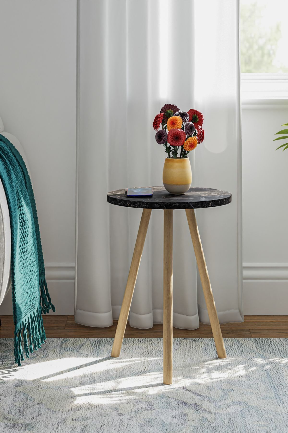 en.casa Beistelltisch, runde Tischplatte, Holzbeine, Farbe: günstig online kaufen