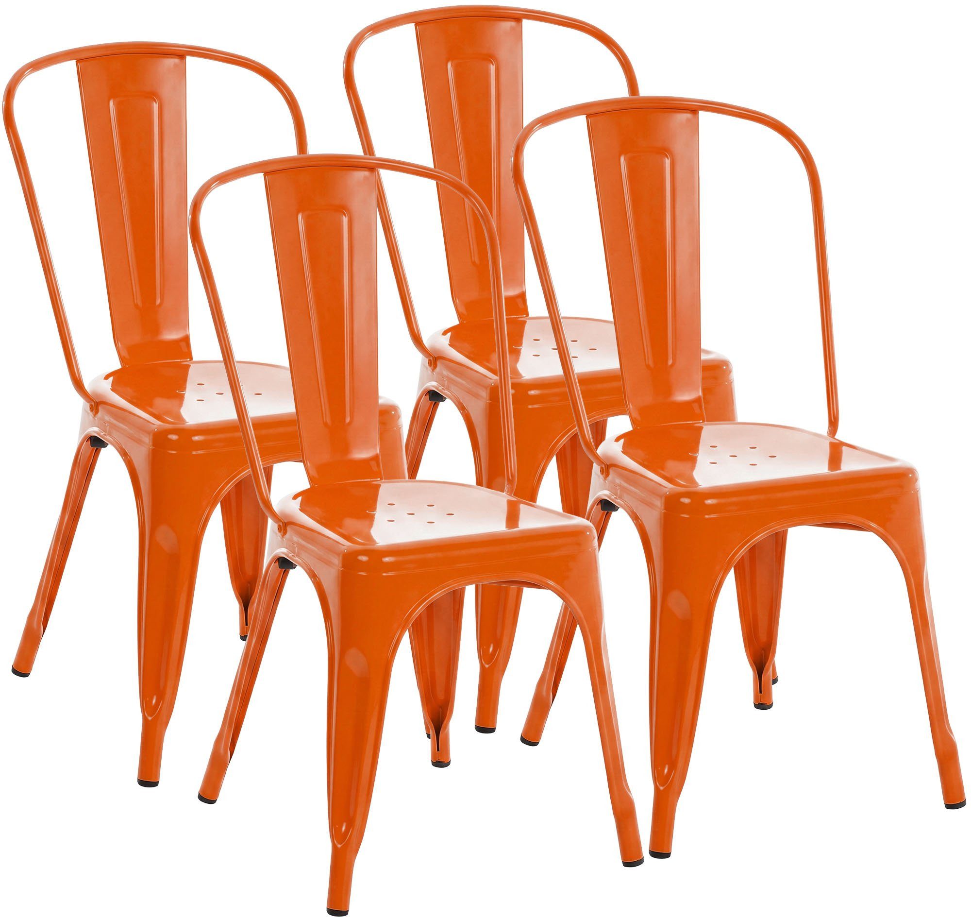 furnicato Stuhl Stapelstühle Benedikt 4er Set 89x44x48 cm orange (1 St), Stapelbare Metallstühle mit Bodenschonern für dein Esszimmer