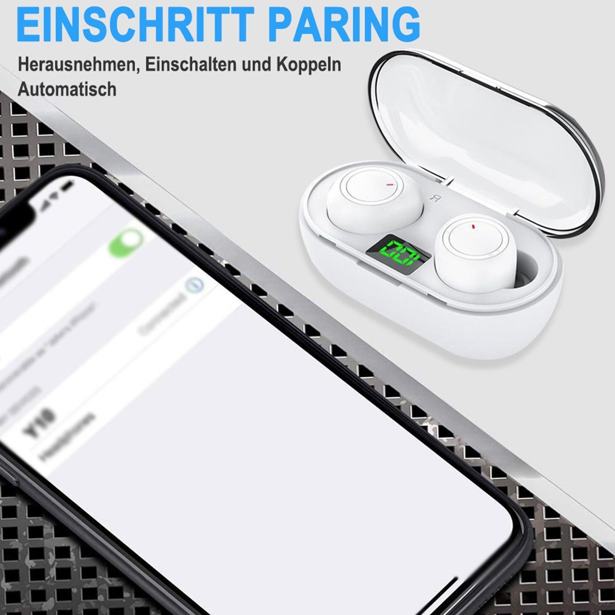 Bluetooth-Kopfhörer Bluetooth Jormftte Open Weiß Clip,LED-Leistungsanzeige,für Kopfhörer Sport Ear