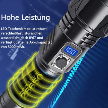 Yuede Taschenlampe,Led taschenlampe extrem hell,Taschenlampe led aufladbar, (Teleskop-Zoom,IP67 wasserdicht,5 Beleuchtungsmodi,als mobile Stromversorgung, camping gadgets), taschenlampe led aufladbar geeignet für Camping, Outdoor, Notfäll