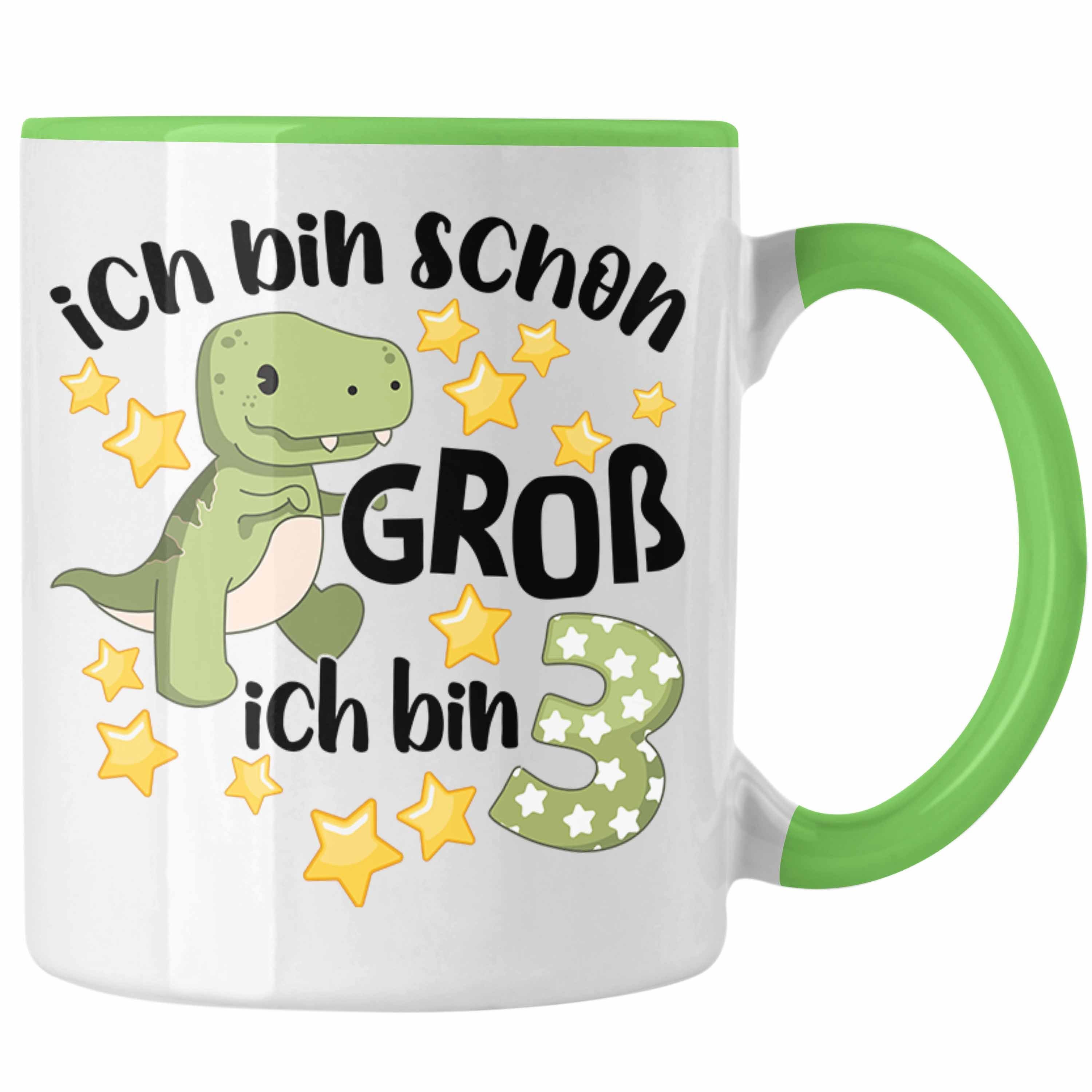 Trendation Tasse Trendation - Geschenk Jungs Alt für 3 Jahre Sohn Dino Grün Tasse Geburtstag Jungen 3. Jungs 3 Dinosaurier