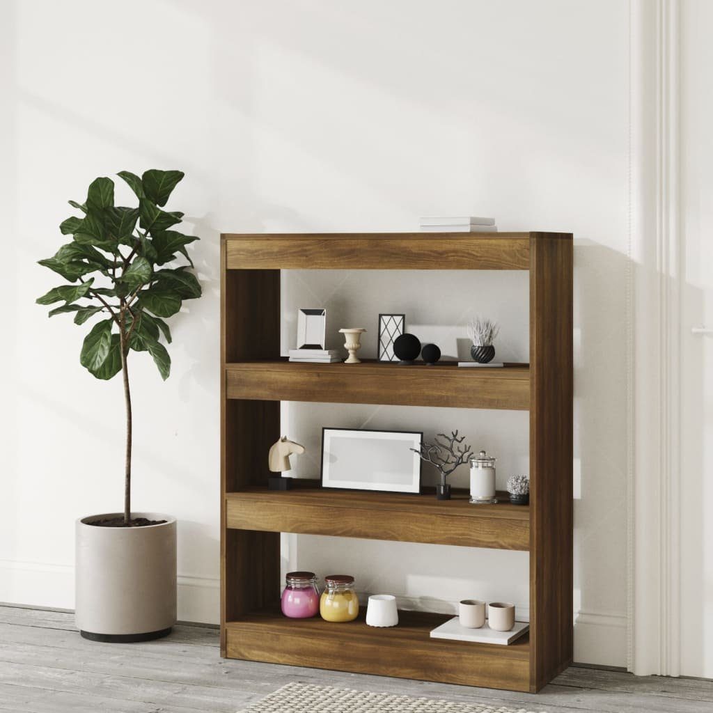 Holzwerkstoff Eiche 80x30x103 cm furnicato Braun Bücherregal Bücherregal/Raumteiler