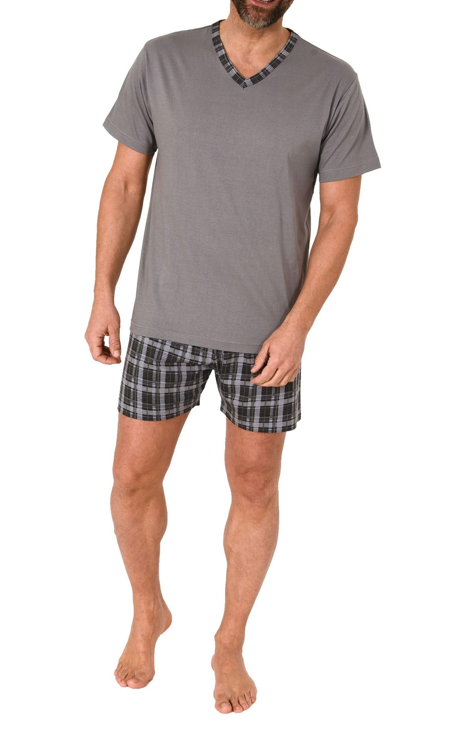 Normann Pyjama Normann Herren kurzarm Schlafanzug Shorty Pyjama Hose in Kar günstig online kaufen