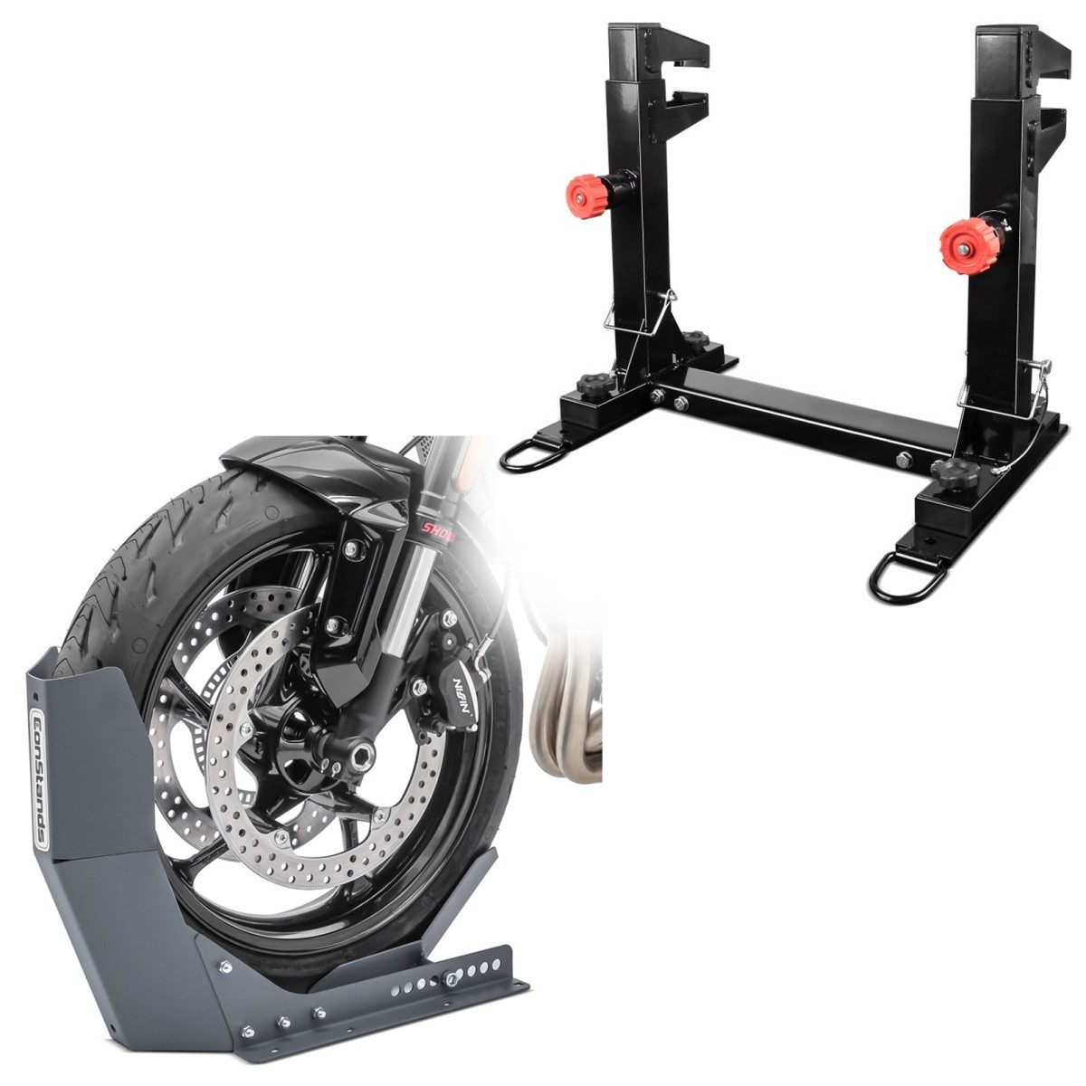 ConStands Motorradheber Set Transportständer Easy-Fix + Motocross-Enduro Transportständer S1