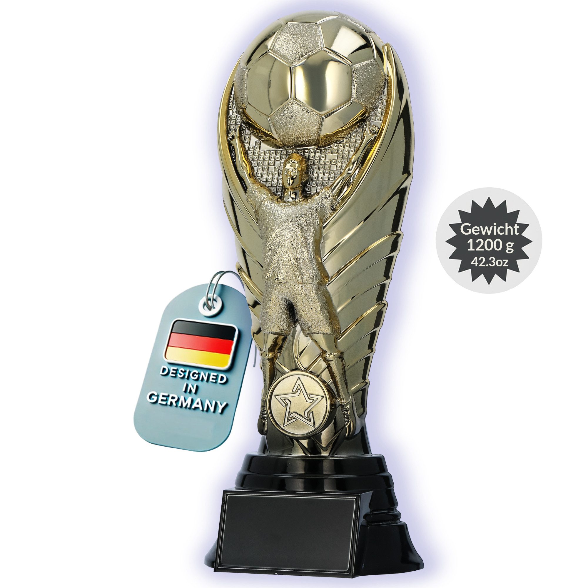 Larius Dekofigur Larius Premium Fußball Pokal (250mm, 1200gr) - Trophäe Ehrenpreis