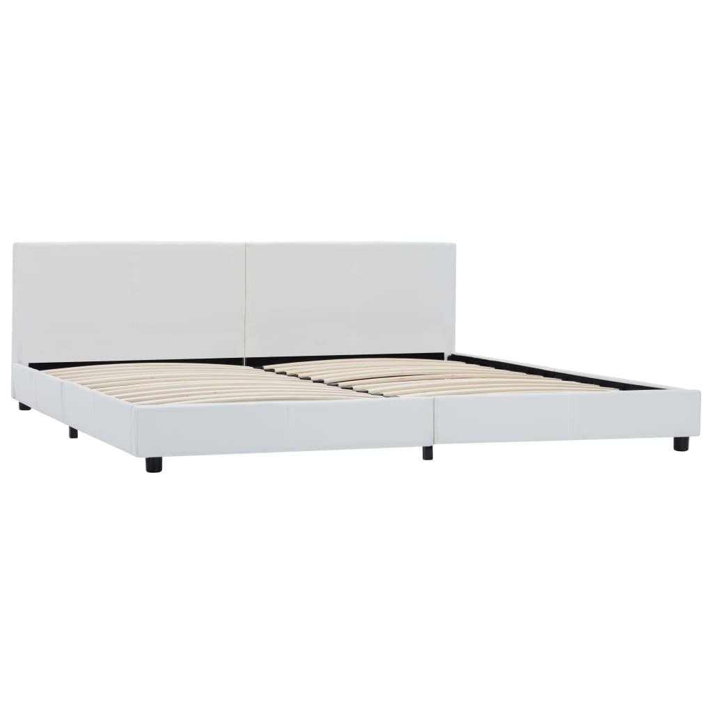 vidaXL Bett Bettgestell Weiß Kunstleder 180x200 cm