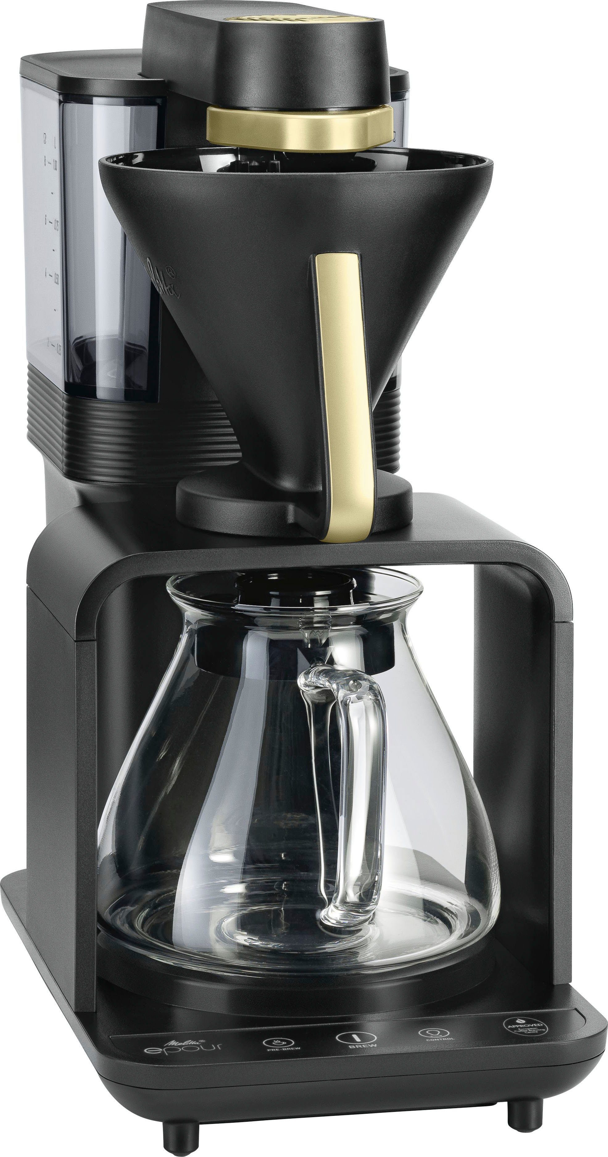 Melitta Filterkaffeemaschine epour® 1024-12, 1l Kaffeekanne, Papierfilter 1x4, Schwarz/Gold