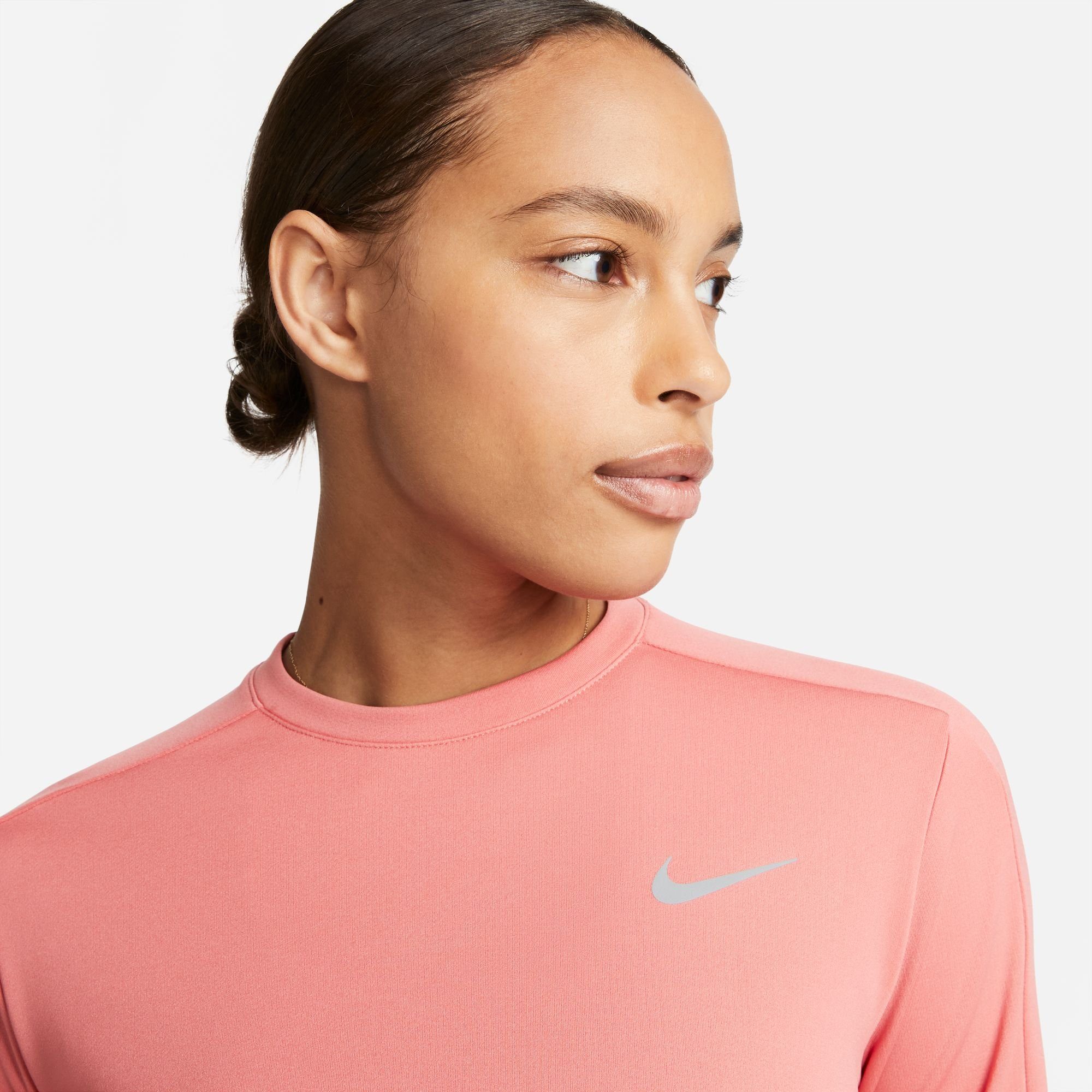 Nike Laufshirt DRI-FIT WOMEN'S SILV CREW-NECK TOP ADOBE/REFLECTIVE RUNNING