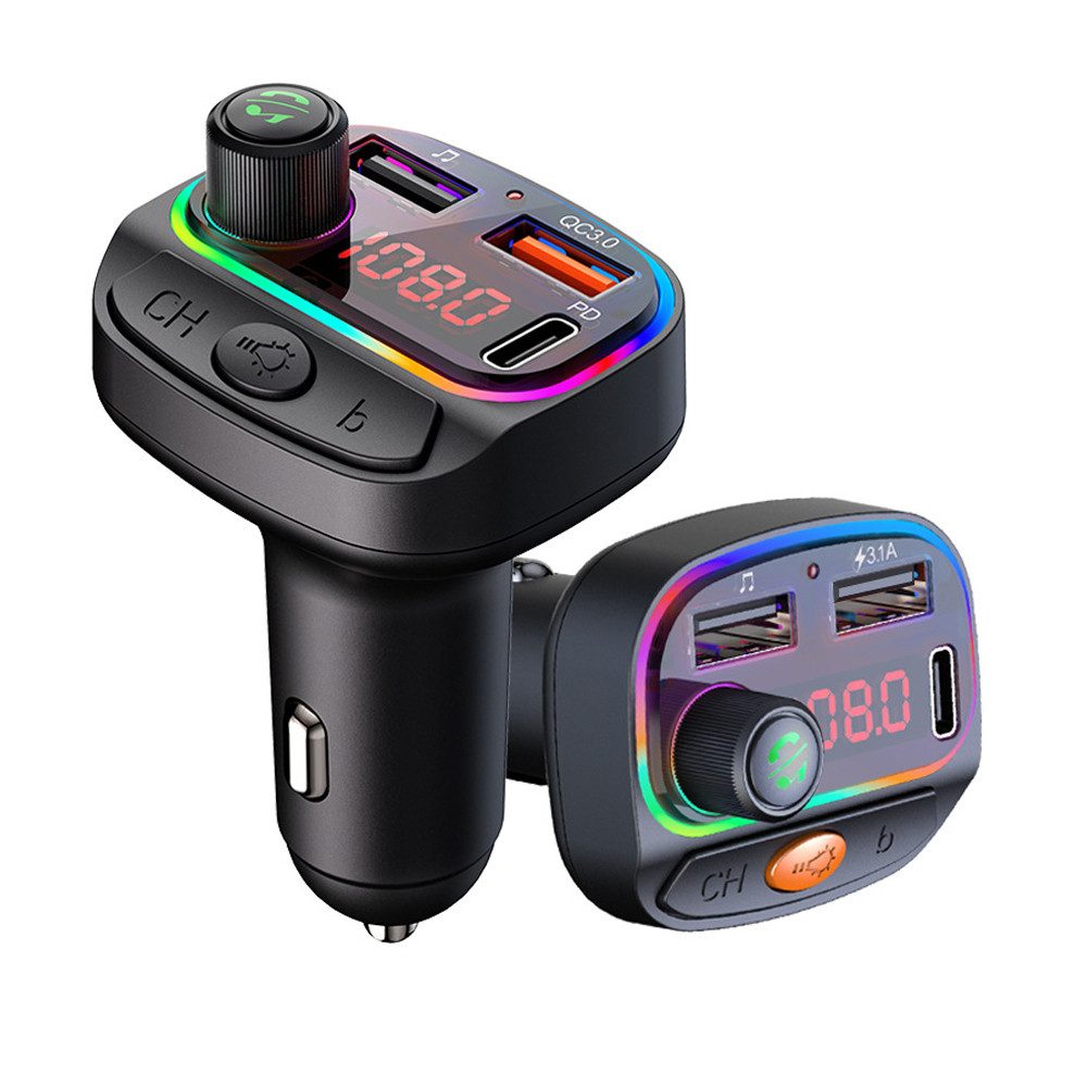 Auto USB C Ladegerät FM Transmitter Bluetooth 5.0 MP3 LED Display USB-Ladegerät