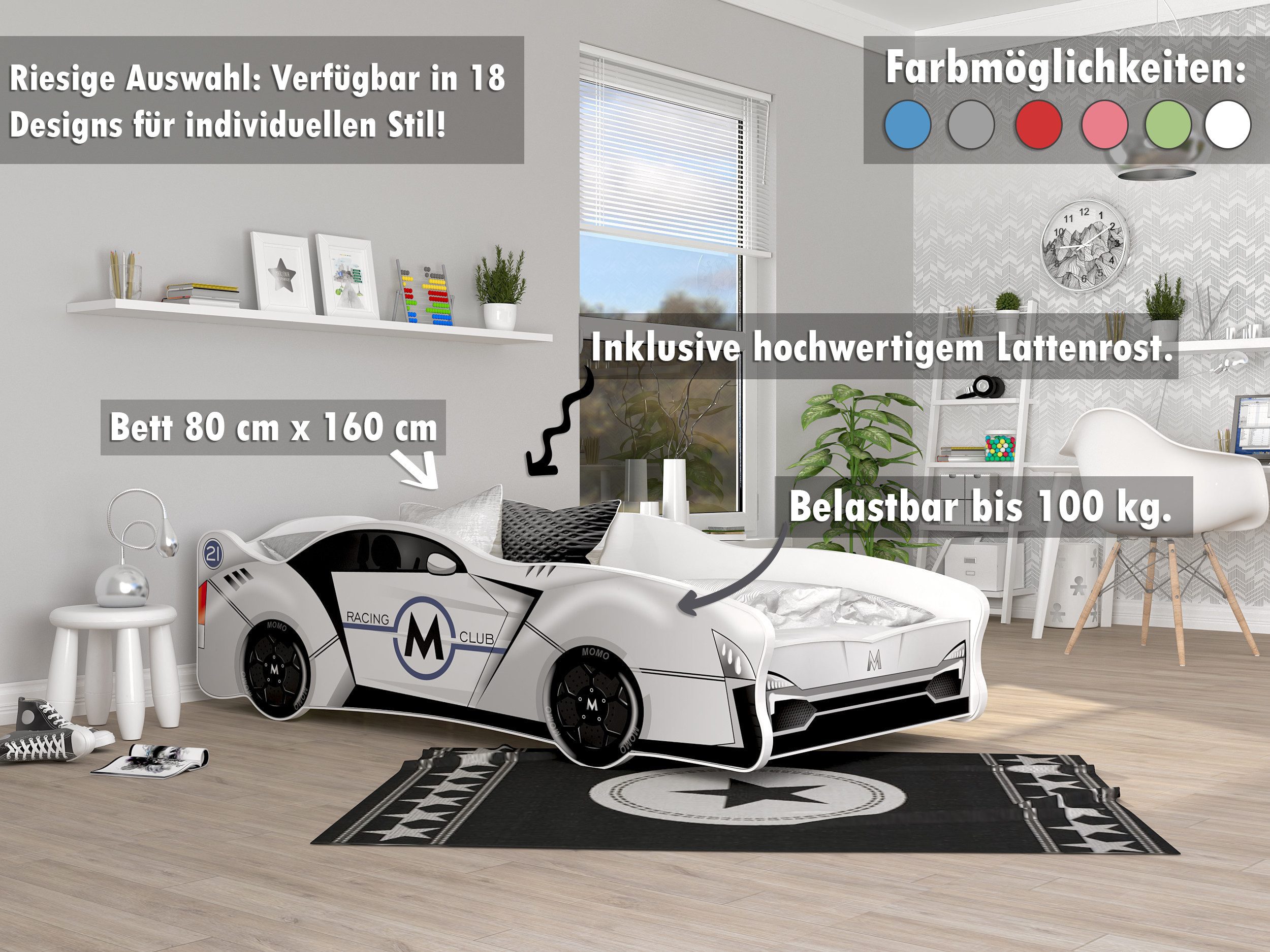 AJKmeble Autobett Kinderbett Jugendbett 80x160cm Gamerbett günstig online kaufen