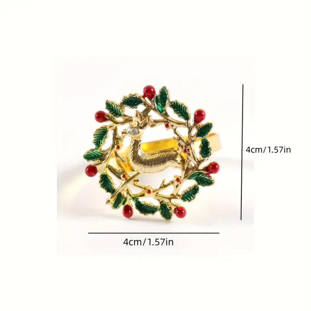 Minicloss Serviettenring 6er-Pack Goldene Metall-Weihnachts-Serviettenringe, (6-tlg), Feiertags-Tischdekoration, Küchen- & Esstisch-Zubehör – Bild 5 von 5