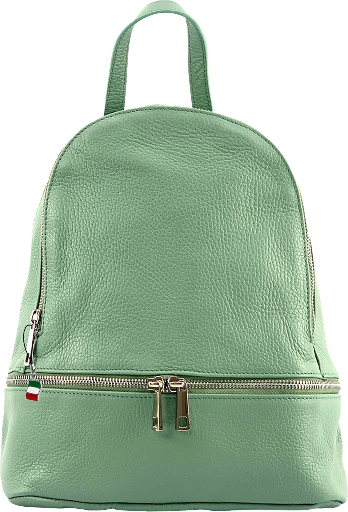 FLORENCE Cityrucksack Florence Rucksack Damen Echtleder, Damen Leder Cityrucksack, hellgrün ca. 32cm