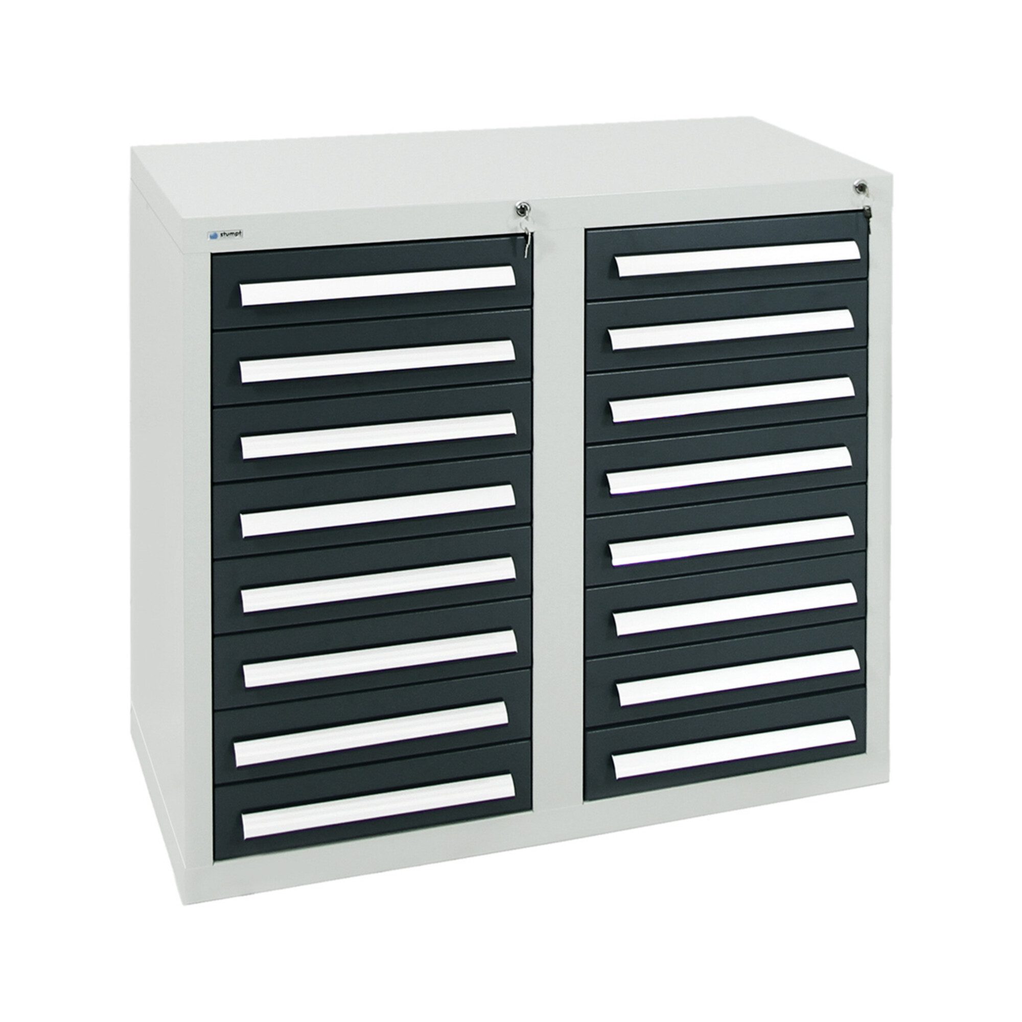 Stumpf Metall GmbH Werkzeugschrank Stumpf Schubladenschrank Serie T-100/35-1, RAL 7035/7016, 16 Schublade