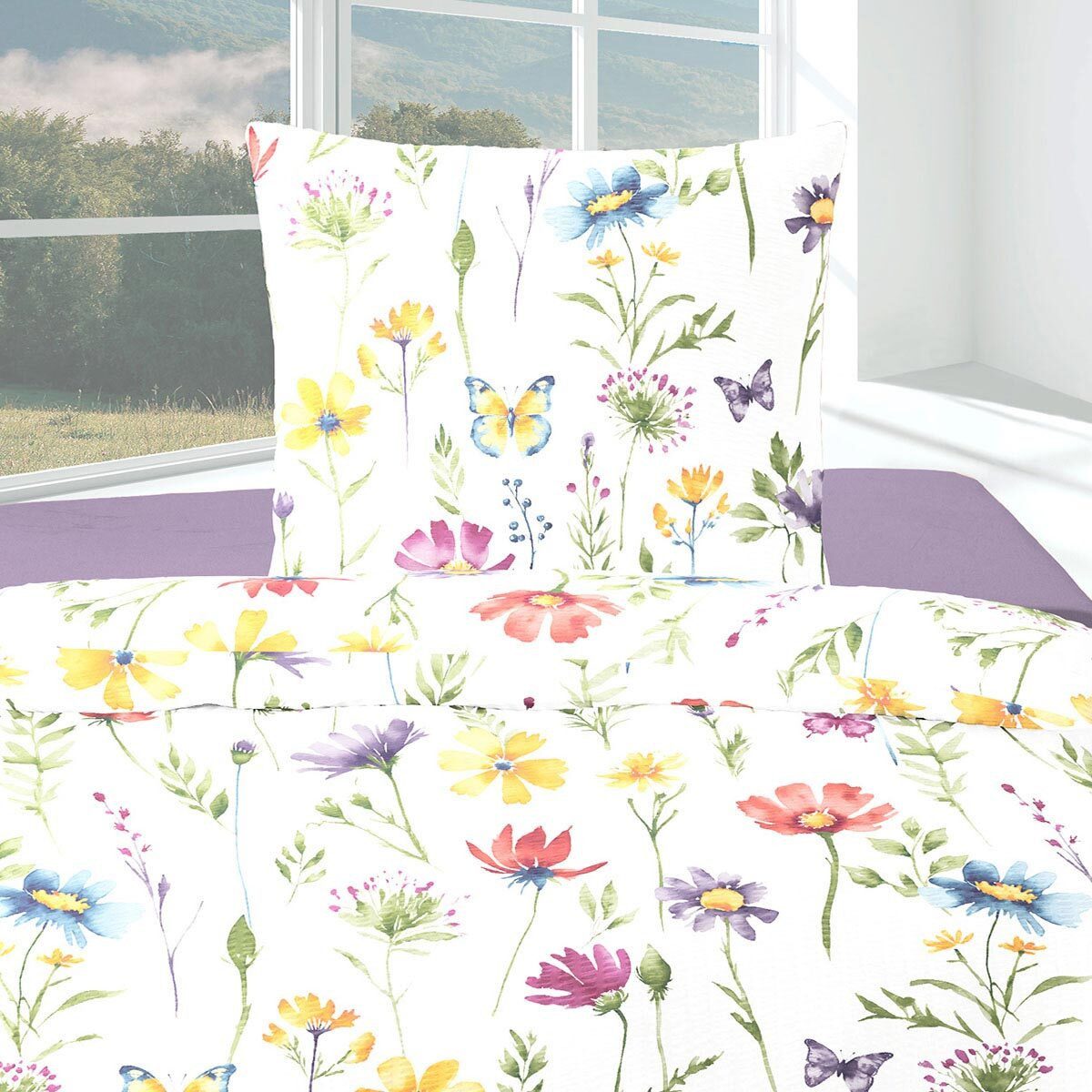 TRAUMSCHLAF Bettwäsche Blumenwiese, Seersucker, 2 teilig, bügelfreie Seersu günstig online kaufen