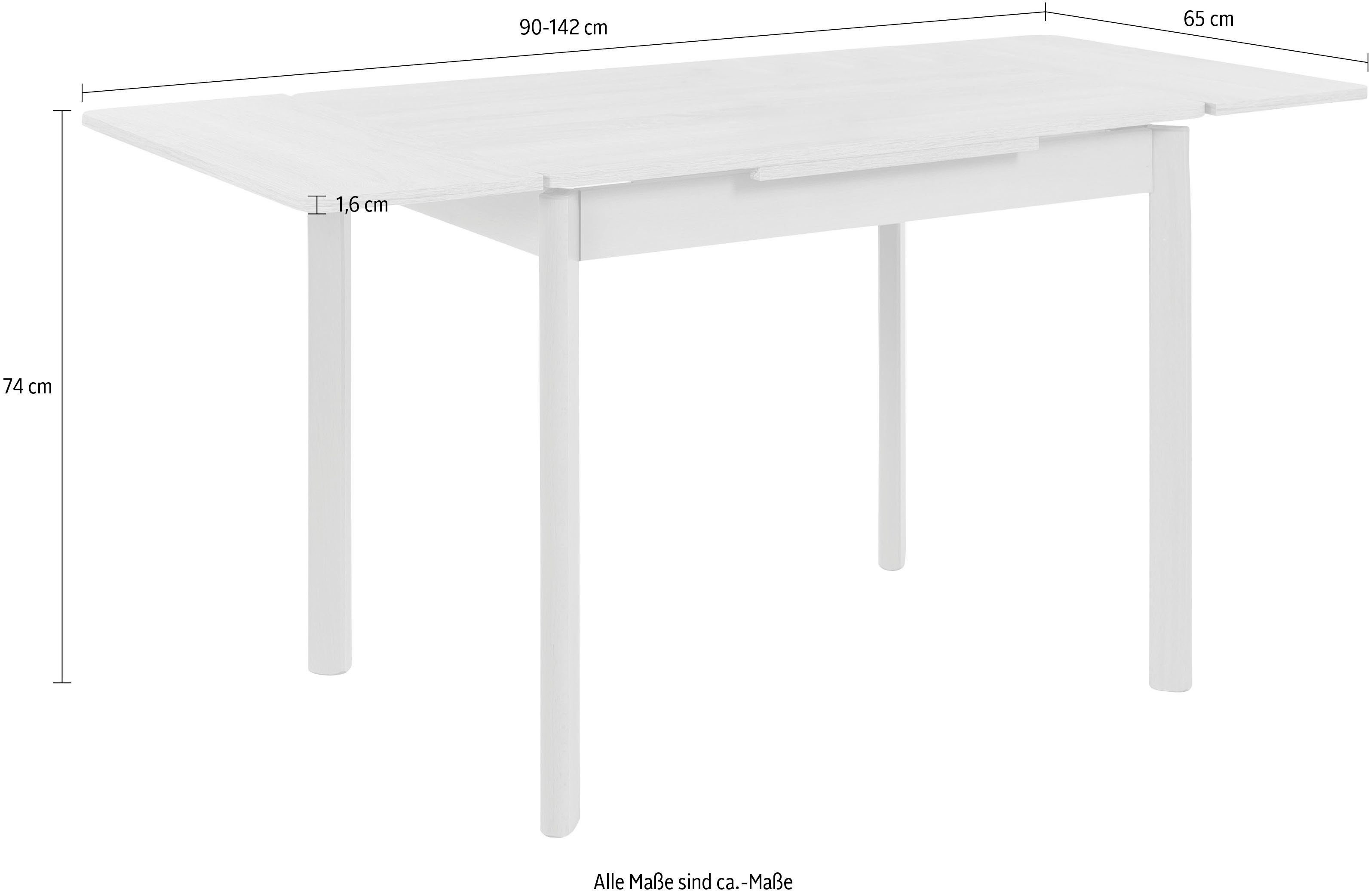 HELA Esstisch Bremen II Weiß P, | | Weiß T Weiß 90-142 ausziehbar cm