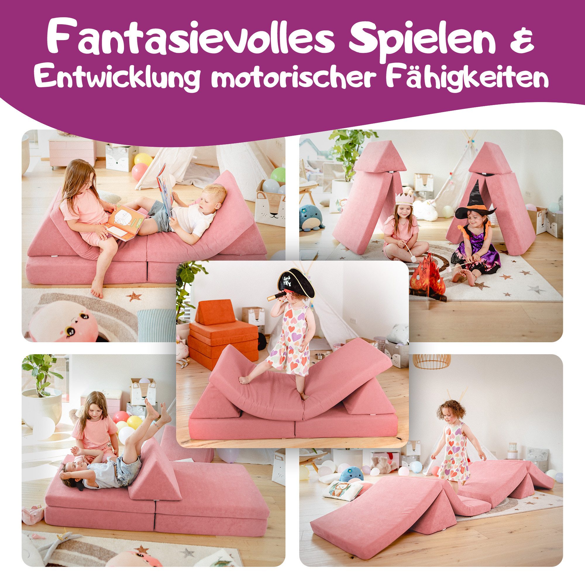 Linodino Kindersofa Spielsofa I aus Schaumstoff Bausteine I Spielcouch für günstig online kaufen