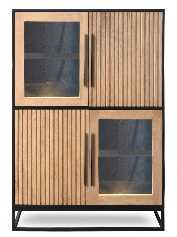 WOLF MÖBEL Highboard (100 x 40 x 145), NAMIBIA Highboard mit 2 Glas- / 2 Holztüren