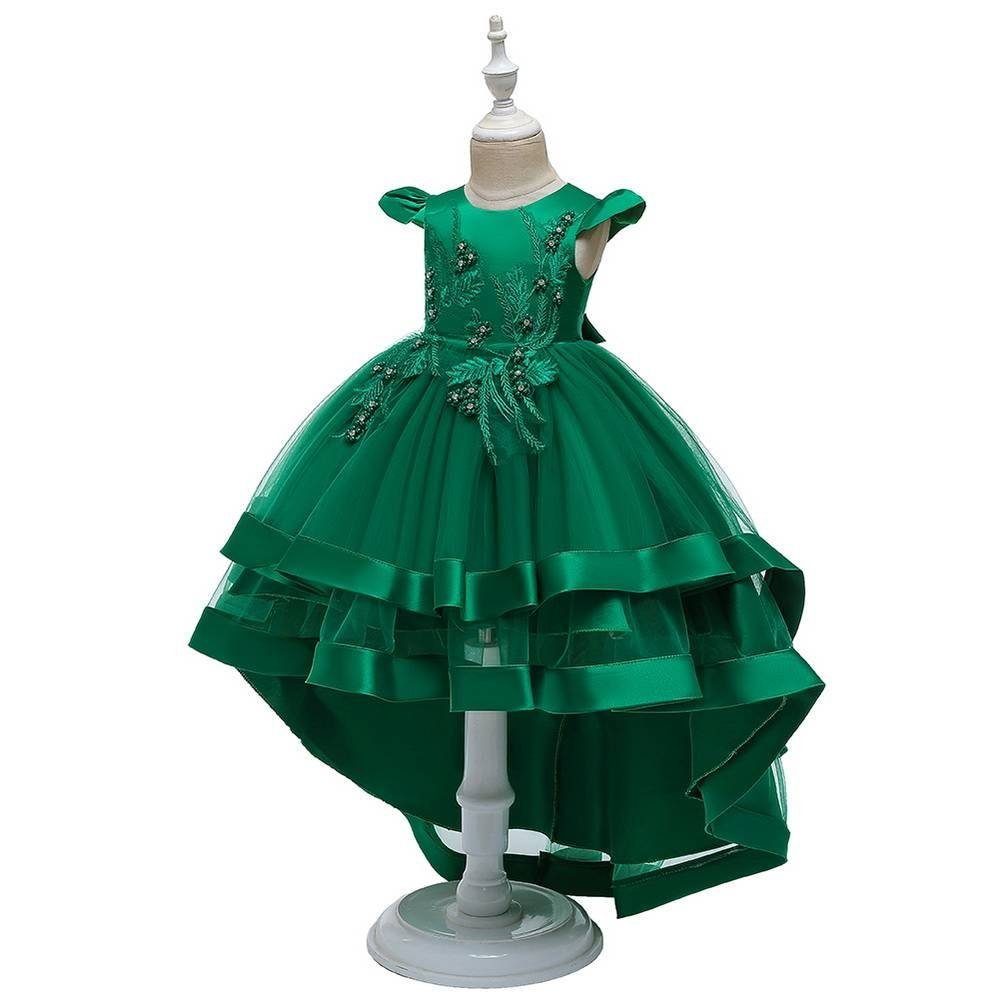 Kleid Mädchen Abendkleid Grün mit Stickerei LAPA (1-tlg) Vokuhilakleid Kurzarm