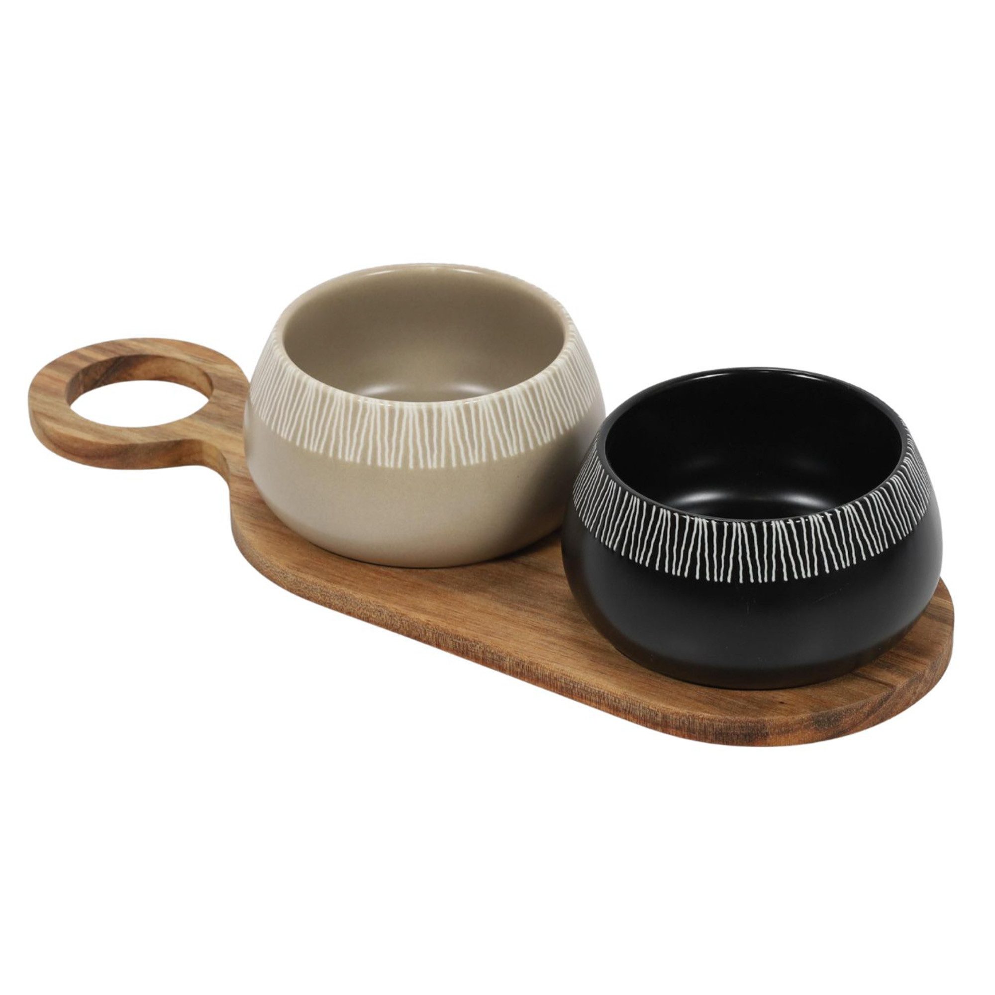 Excellent Houseware Snackschale Snackschalen RORI, 2 Stück + Tablett, Keramik