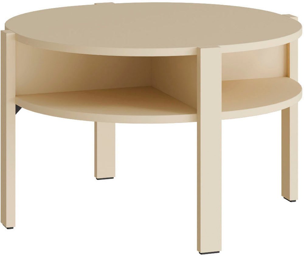 FORTE Beistelltisch Tobago, runder Couchtisch mit 4 Ablagefächern, B/H/T 74,4/45,5/74,4 cm, Durchmesser ca. 74,5 cm