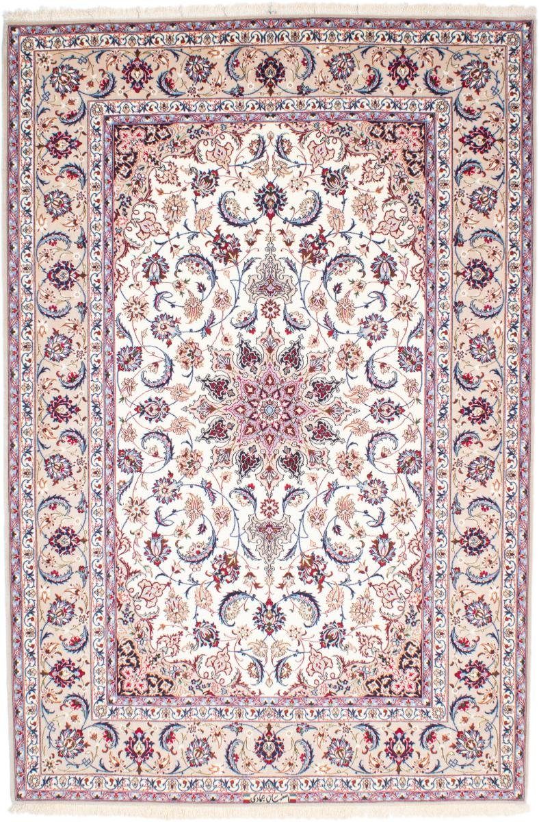 Orientteppich Isfahan Seidenkette 161x242 Handgeknüpfter Orientteppich, Nain Trading, rechteckig, Höhe: 6 mm