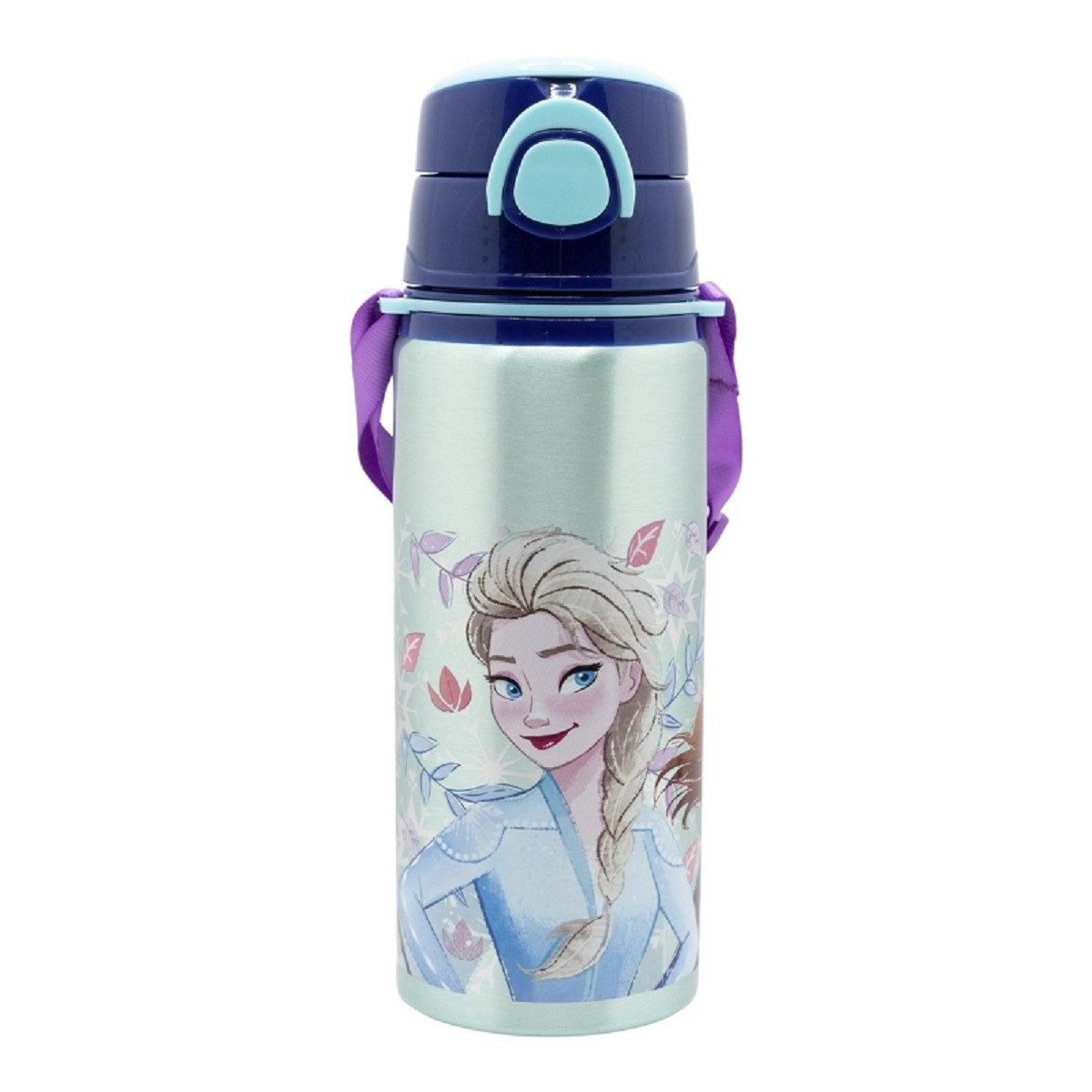Disney Frozen Trinkflasche Aluminium Trinkflasche 730 ml mit Strohhalm & Tragegurt