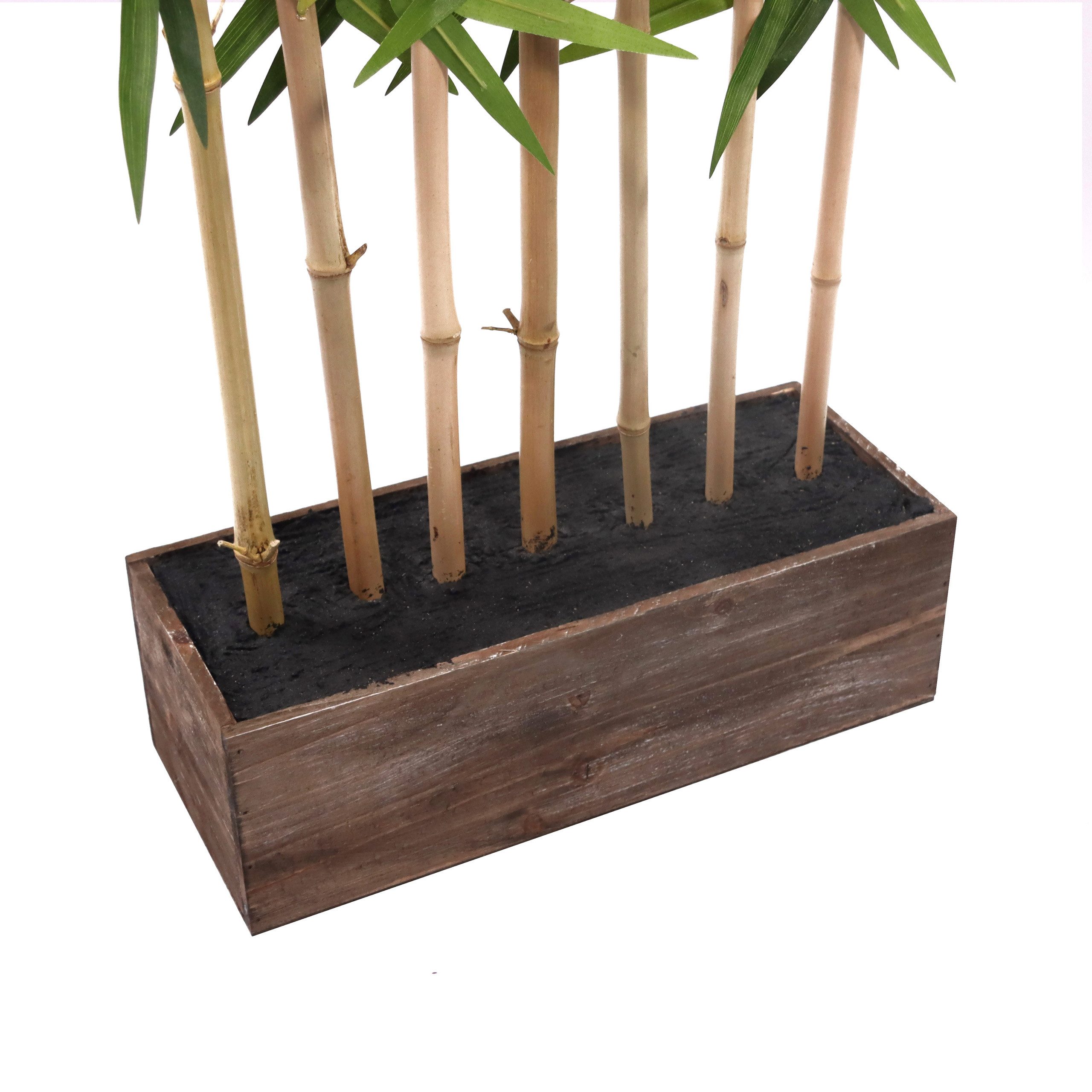 Kunstpflanze BAMBUS I Künstliche Pflanze Höhe 150.0 cm Bambus Bambus, hjh OFFICE, Höhe 150.0 cm, Künstliche Pflanze im Holz-Topf Echtholzstamm Kunstbambus Sichtschutz