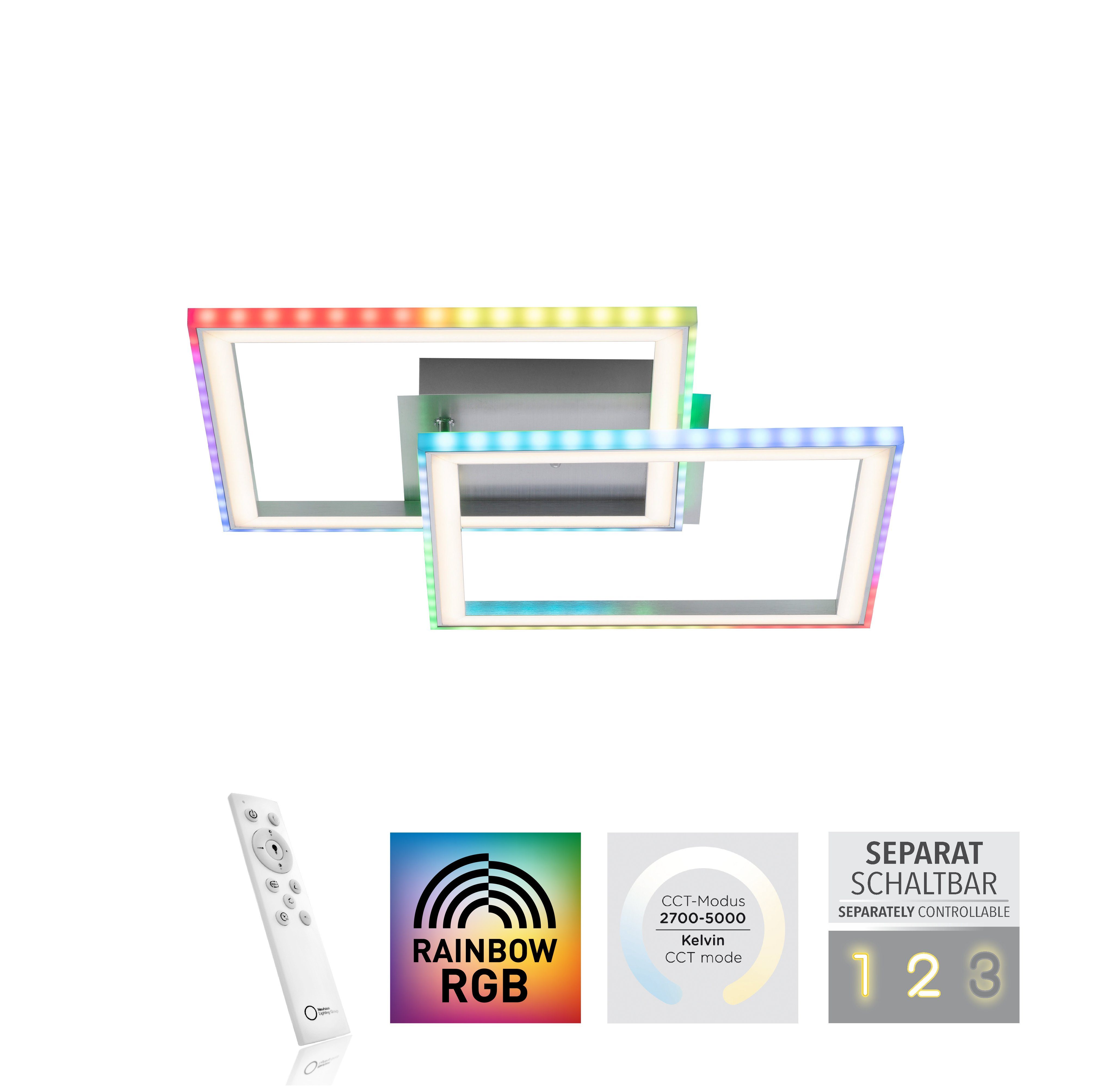 inkl., Direkt dimmbar Leuchten Fernbedienung, LED fest integriert, kaltweiß, - über CCT RGB-Rainbow, LeuchtenDirekt Deckenleuchte - Infrarot LED, FELIX60, warmweiß