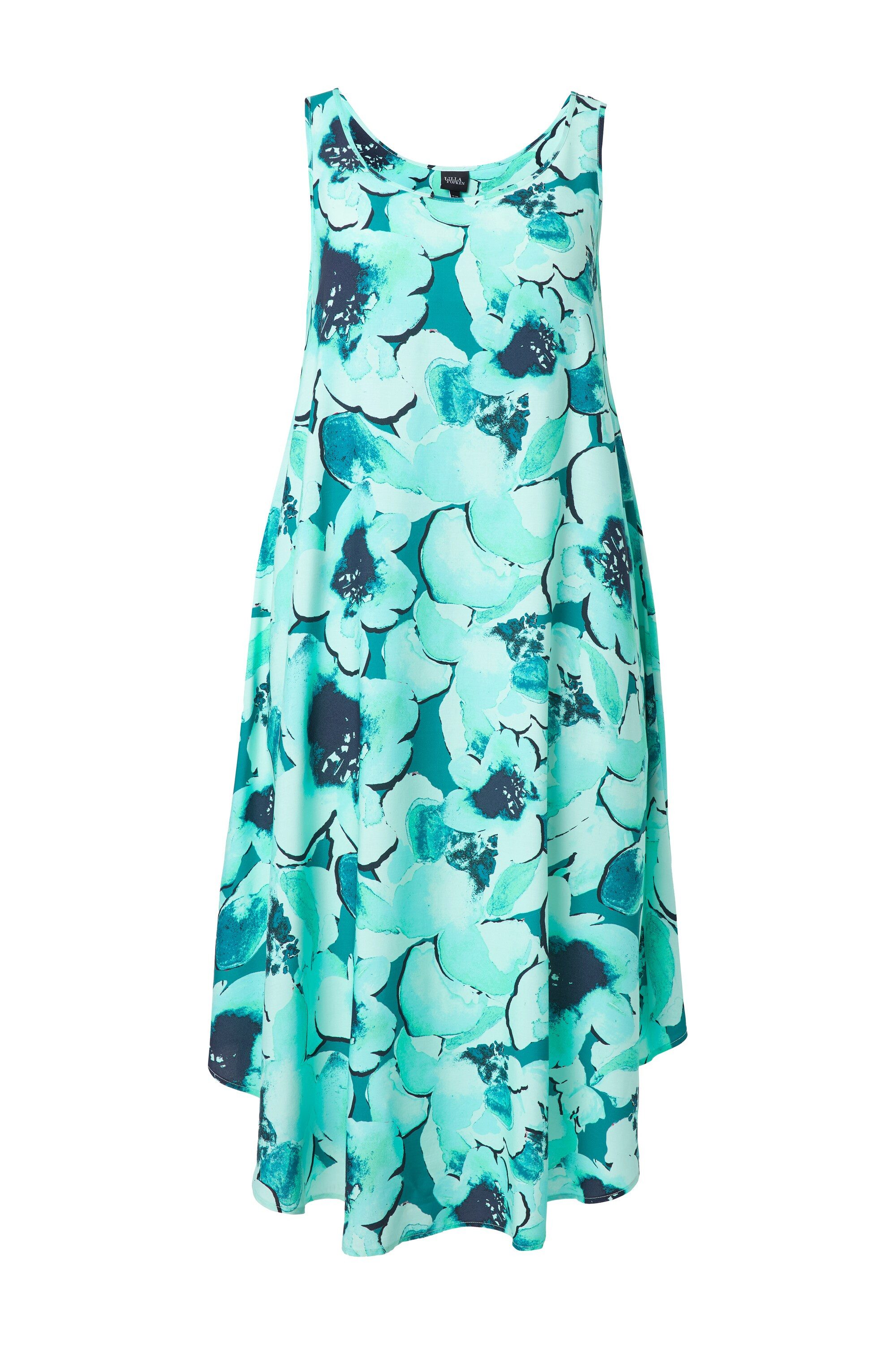 Ulla Popken Maxikleid Midikleid Blüten A-Linie Rundhals ärmellos günstig online kaufen