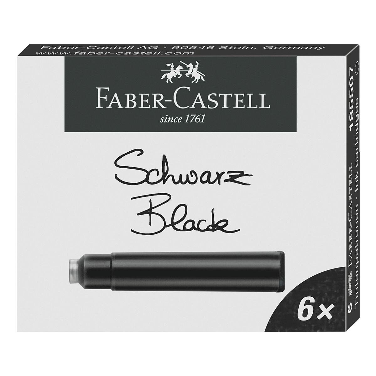 Faber-Castell Standard Tintenpatrone permanent) Füllhalter, passend viele für (6-tlg., schwarz