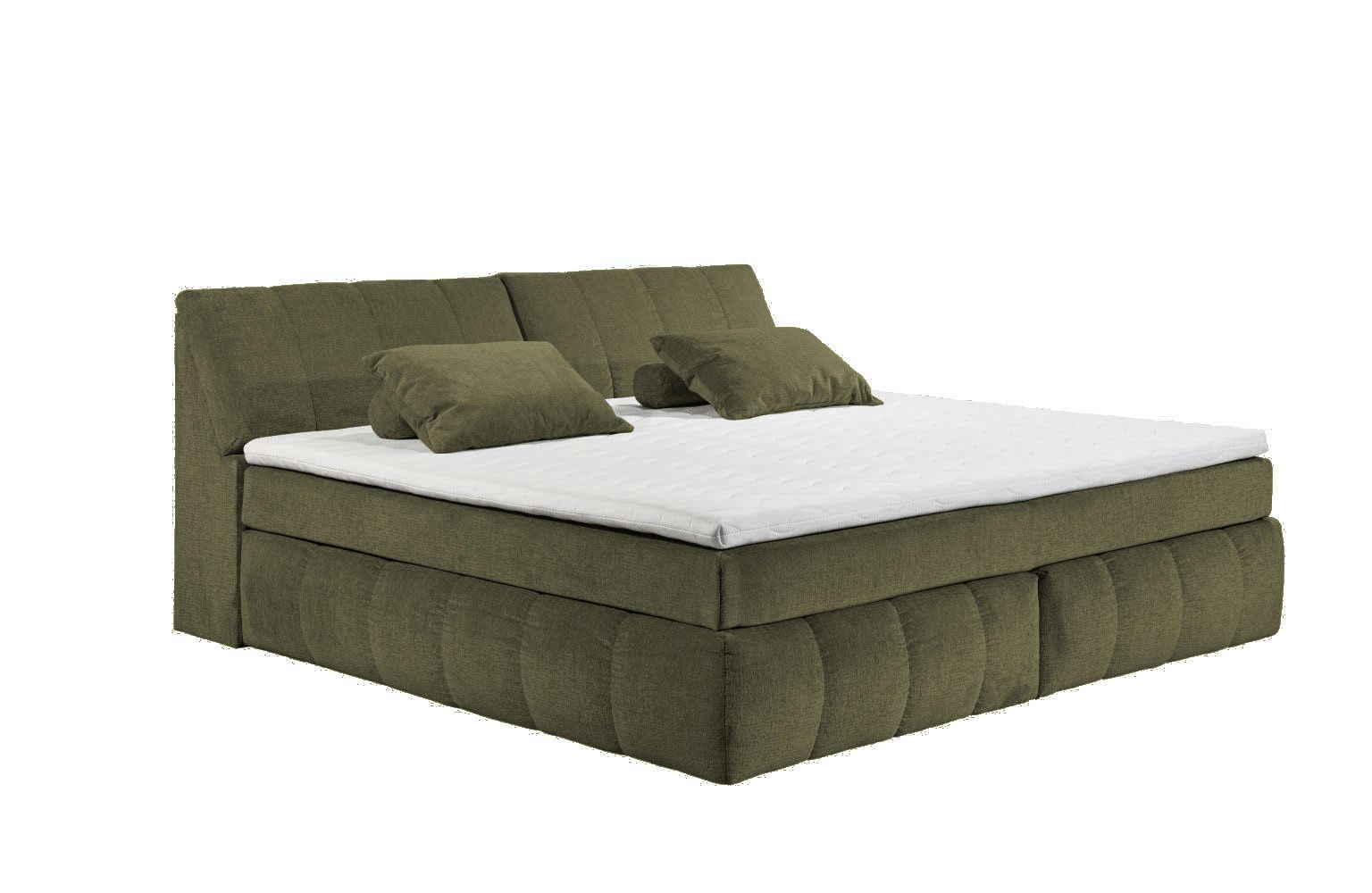 ED EXCITING DESIGN Boxspringbett Elkford 240 x 200 cm mit Stauraum im Kopfteil (Komplettbett inkl. Matratze und Topper, Komplettbett inklusive Matratze und Topper), 240x200 cm, H2 mittelfest, Komfort-Liegehöhe 65 cm, Stauraum