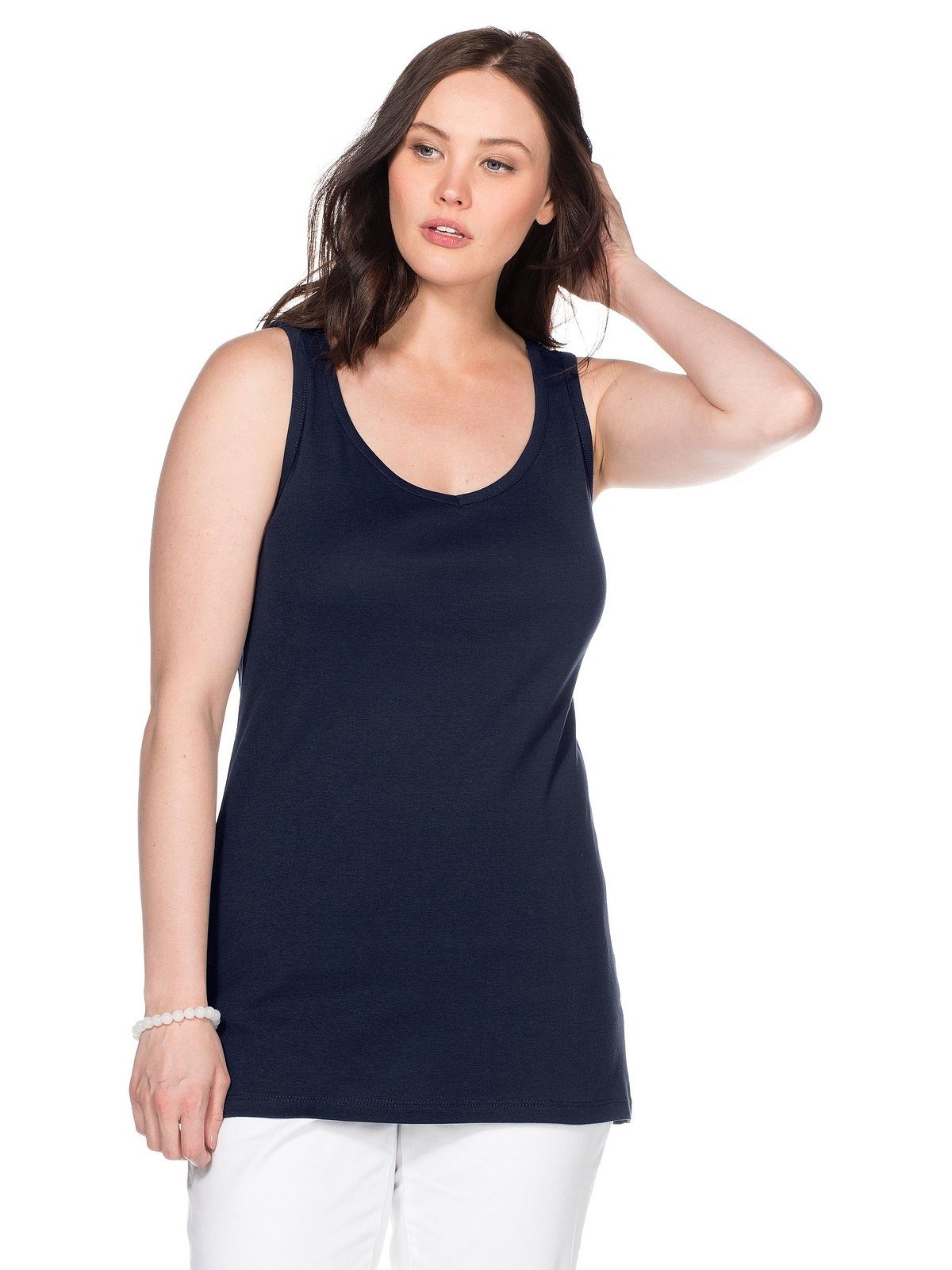 Sheego Tanktop Große Größen fein gerippte Shirtware