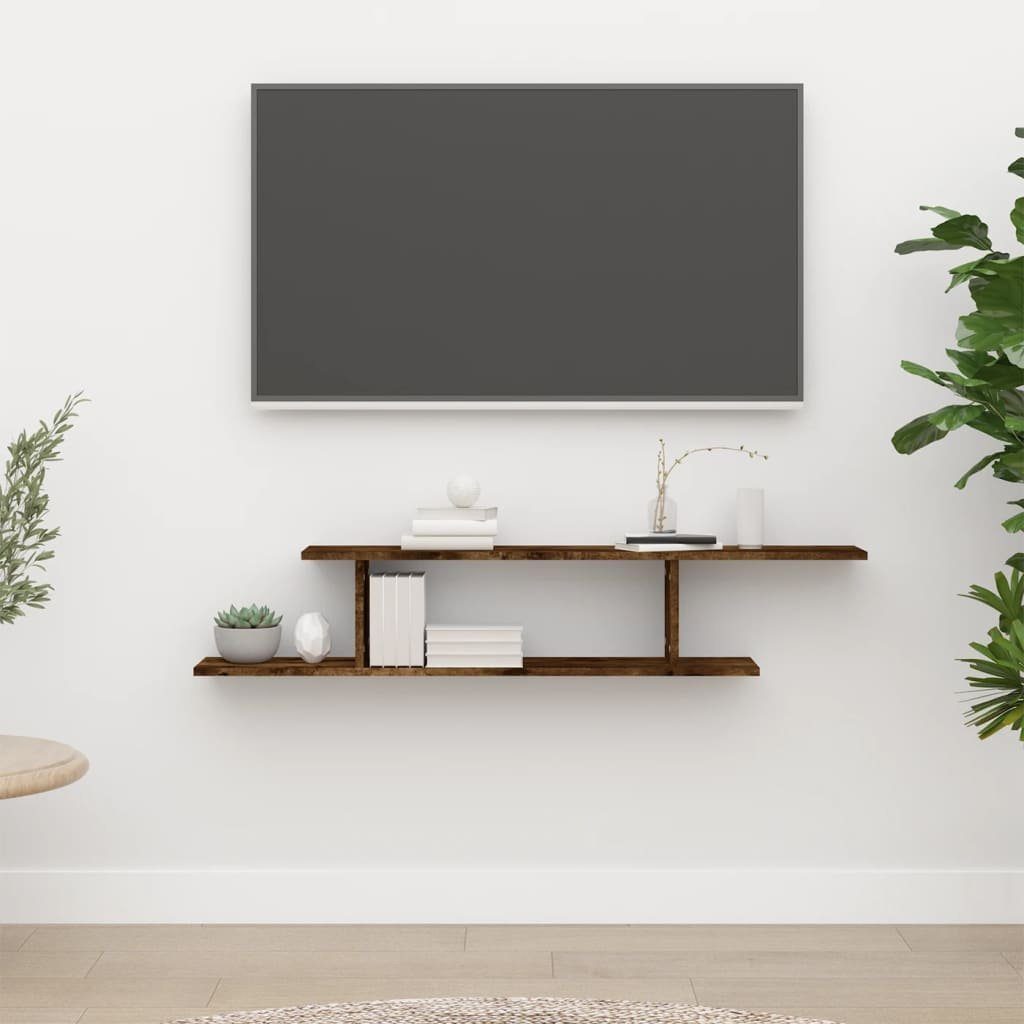 furnicato Wandregal TV-Räuchereiche 125x18x23 cm Holzwerkstoff