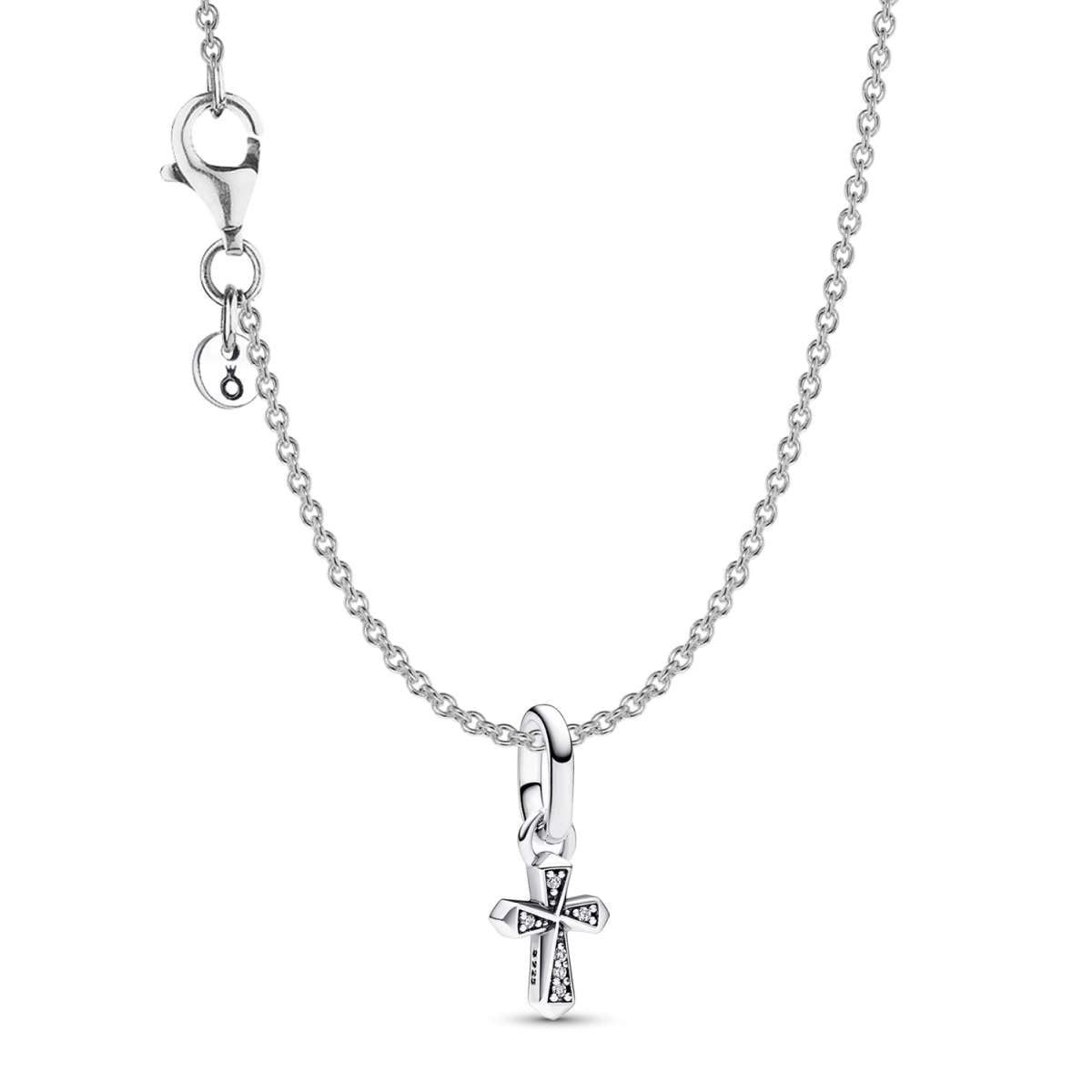 Pandora Kreuzkette 68324, für Damen-Kette Funkelndes Kreuz Silber