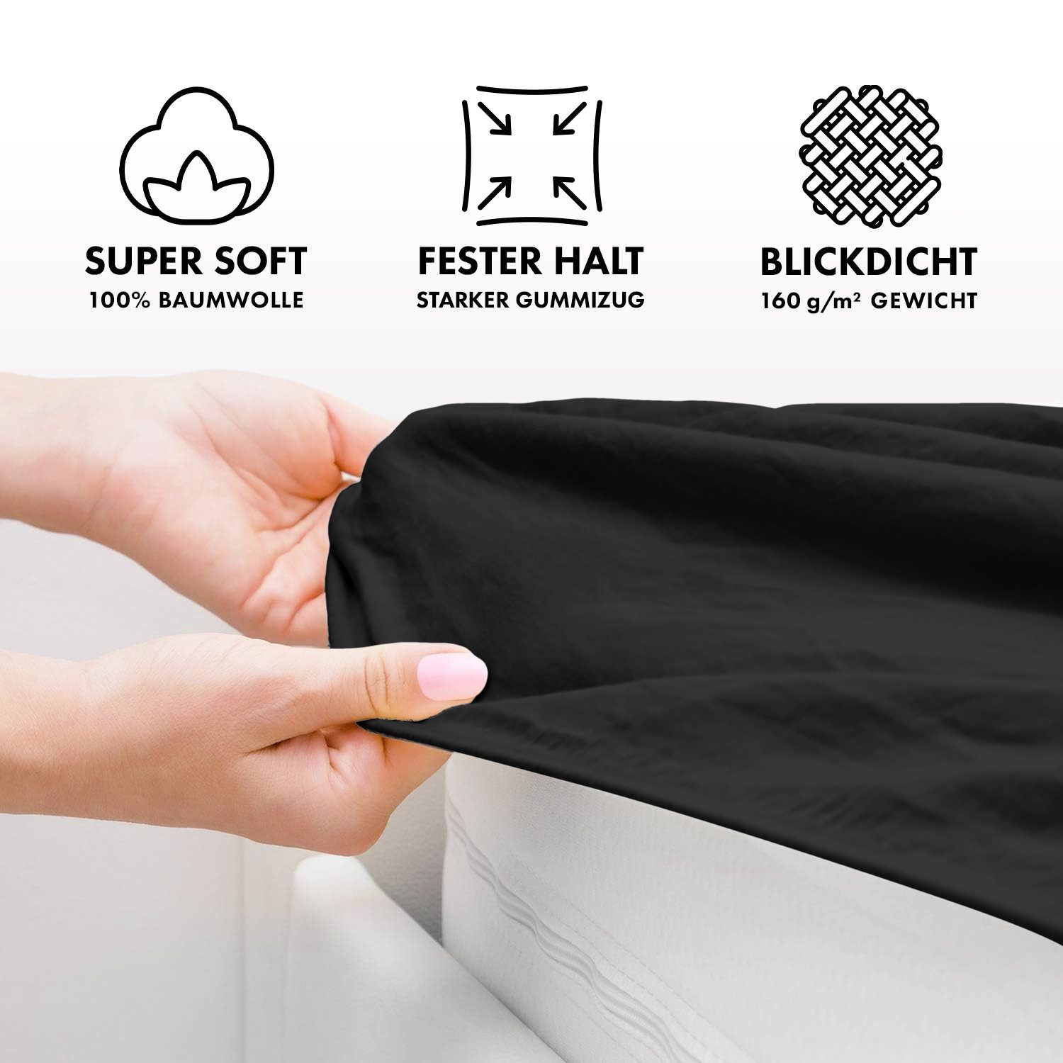 Jacobson Spannbettlaken TOPPER aus 100% Baumwolle, Jersey Bettlaken 160 g/m², Spannbetttuch mit Gummizug, pflegeleicht & viele Farben – Bild 3 von 5