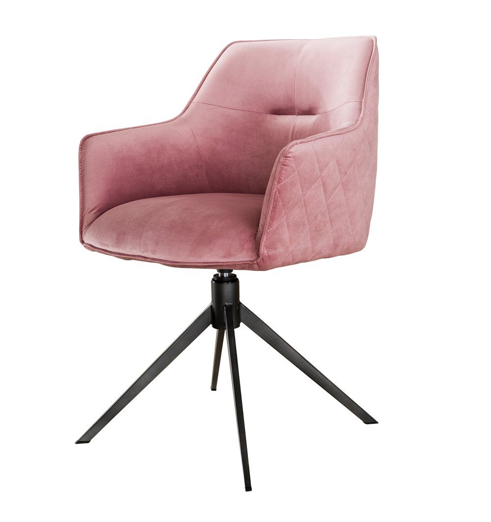 Set Drehstuhl Stuhl Maison 2´er mit Polsterstuhl NOVIN Armlehnen, rosa ESTO Esszimmerstuhl gepolstert drehbar