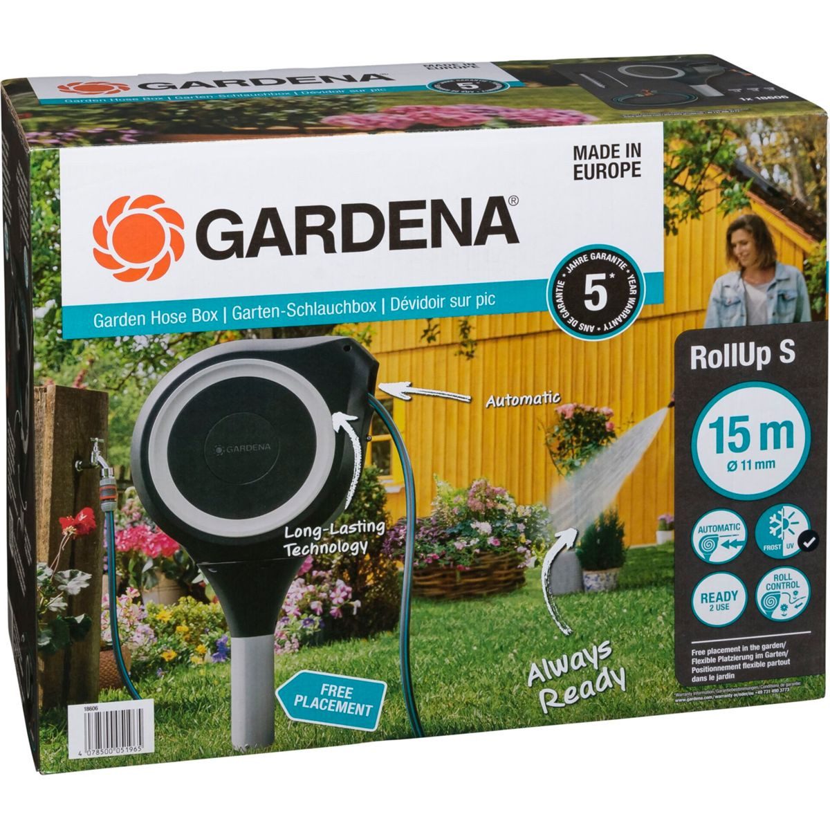 GARDENA Gartenschlauch Garten-Schlauchbox RollUp S (weiß) 15 m