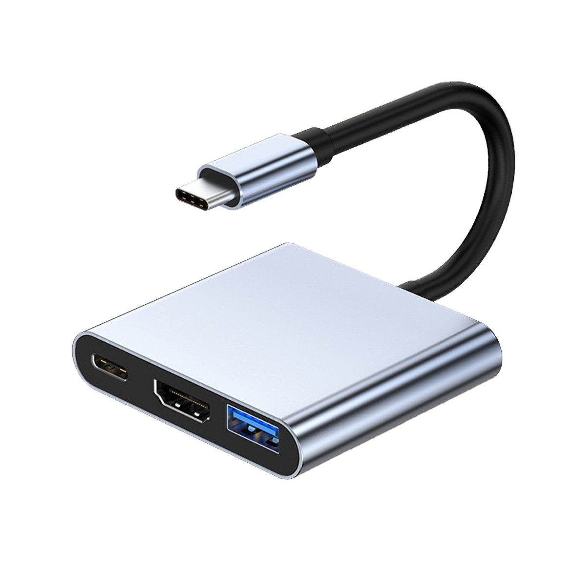 KINSI Laptop-Dockingstation 3in1 USB-C Dockingstation, HDMI 4K, USB Hub 3.0, PD Anschluss, (1 St), kompatibel mit USB-Flash-Laufwerk, Wechsellaufwerk, Maus, Tastatur