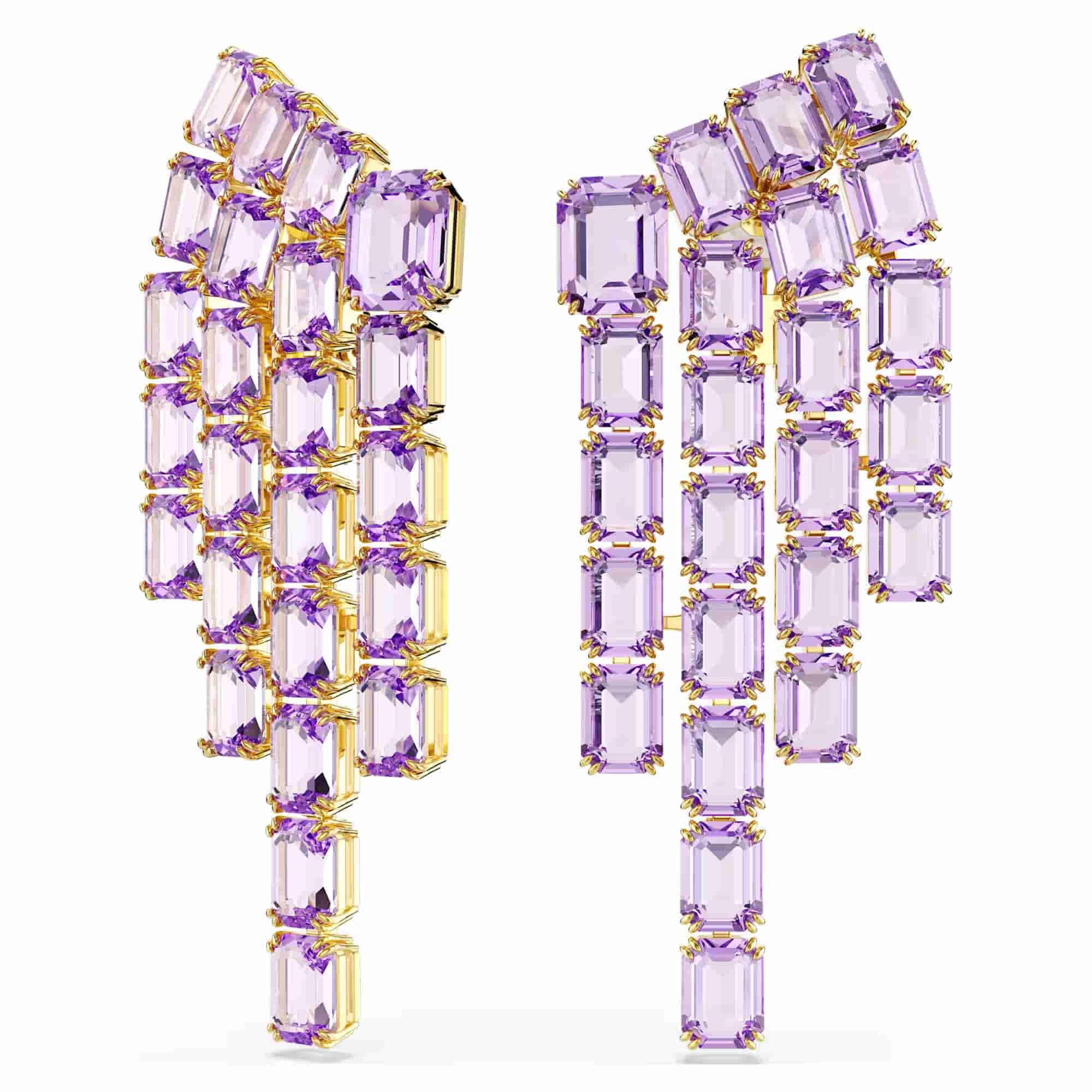 Swarovski Paar Ohrclips Swarovski Ohrclips Millena 5720837 Oktagon Schliff, Violett (kein Set, 2-tlg., inkl. edelm Schmucketui)