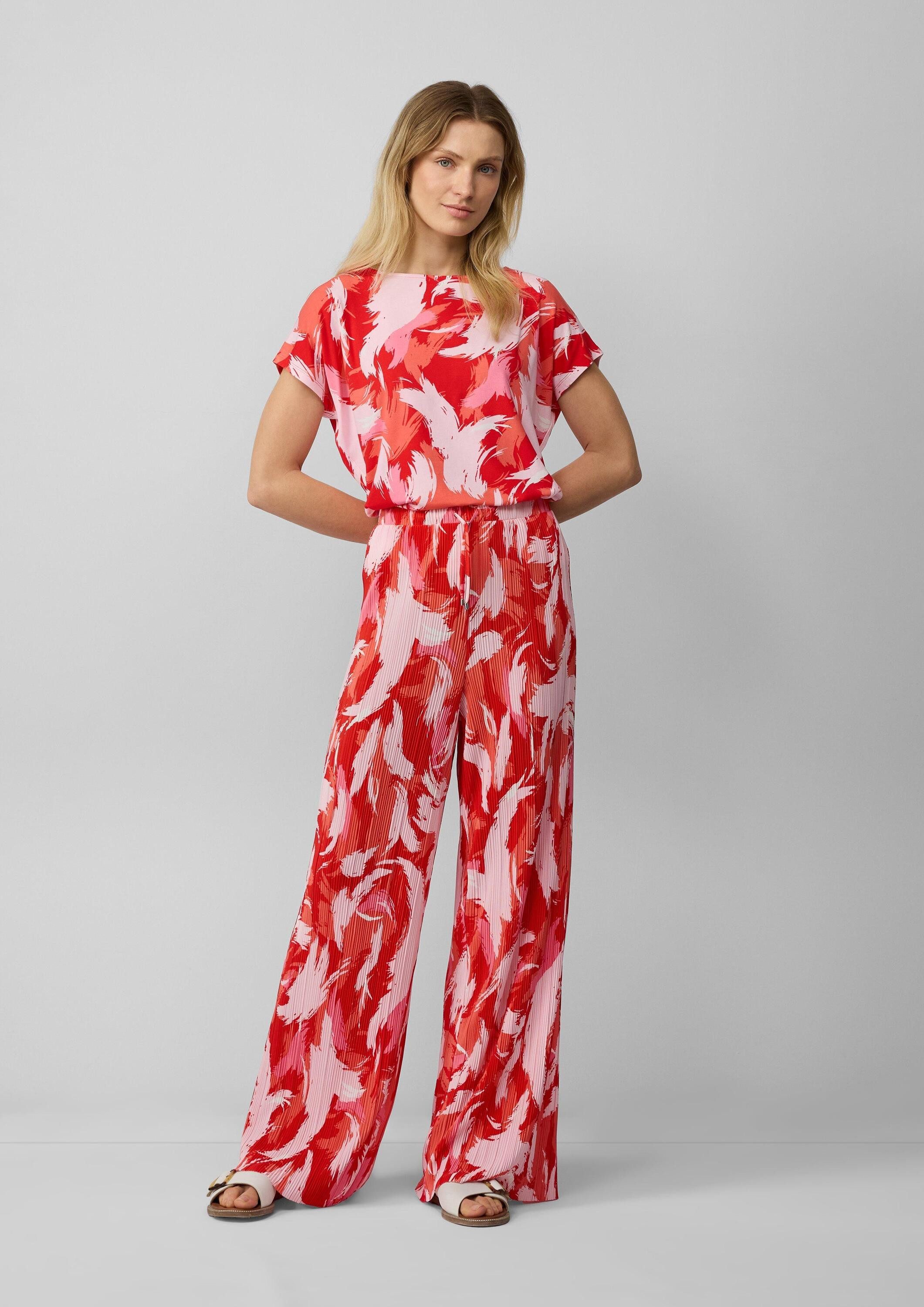 s.Oliver Chinos Hose Plissierte Wide-Leg-Hose im Relaxed Fit